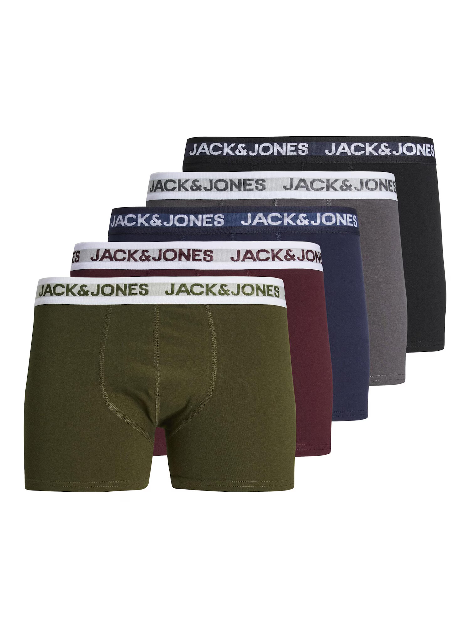 JACK & JONES Boxerky 'Friday' modrá / kaki / burgundská / čierna - Pepit.sk