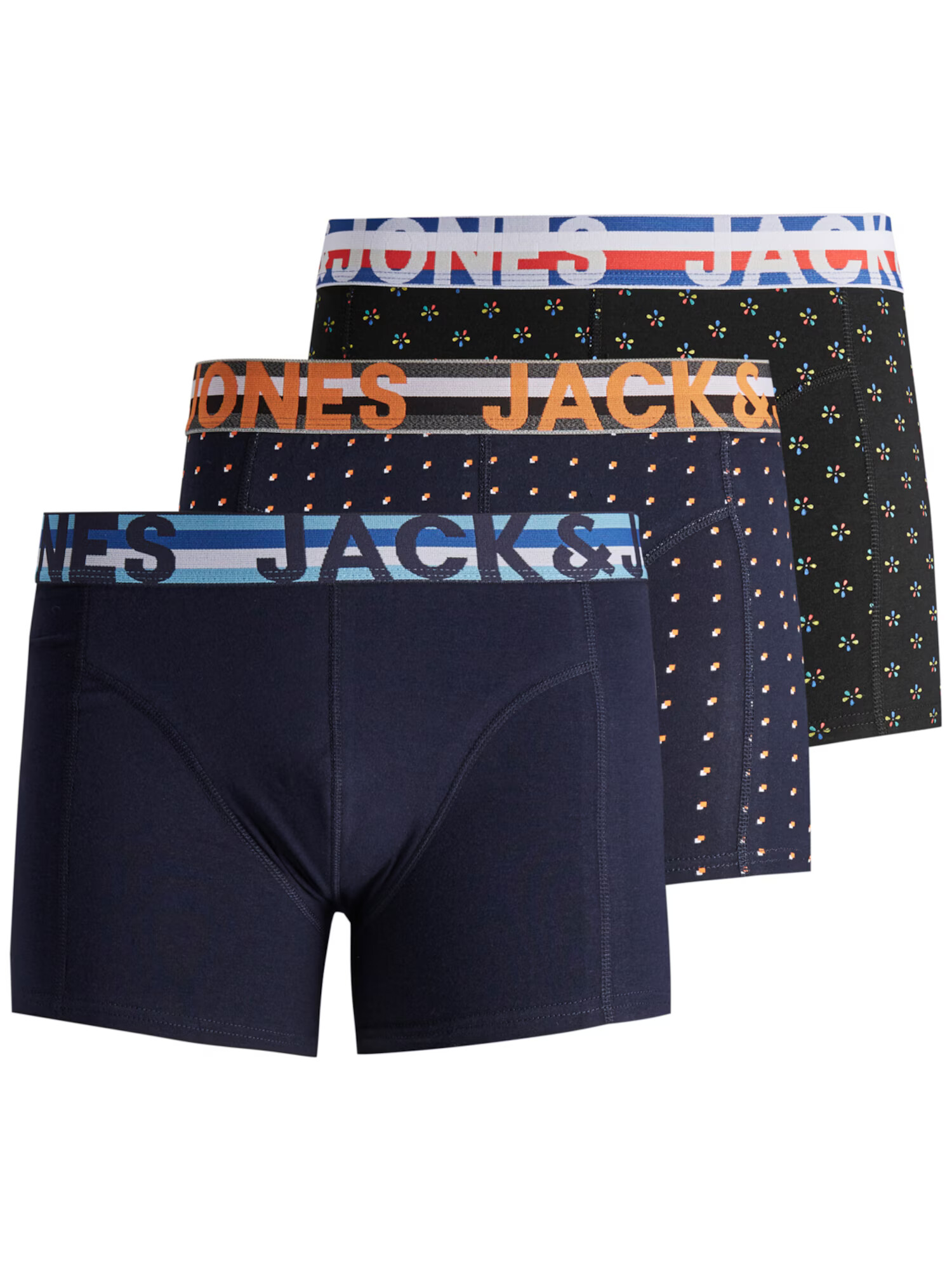 JACK & JONES Boxerky 'Henrik' tmavomodrá / tmavooranžová / červená / čierna / biela - Pepit.sk