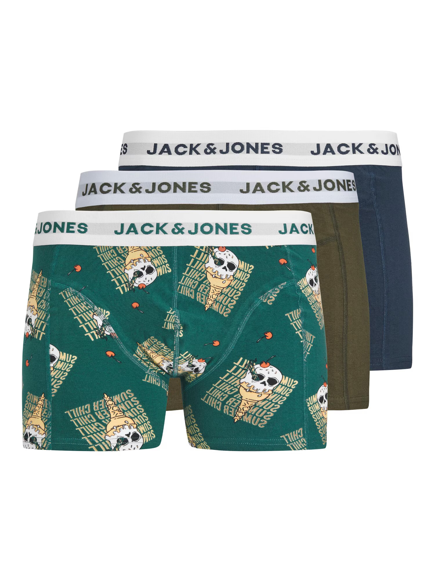 JACK & JONES Boxerky 'ICE' námornícka modrá / zelená / kaki / biela - Pepit.sk