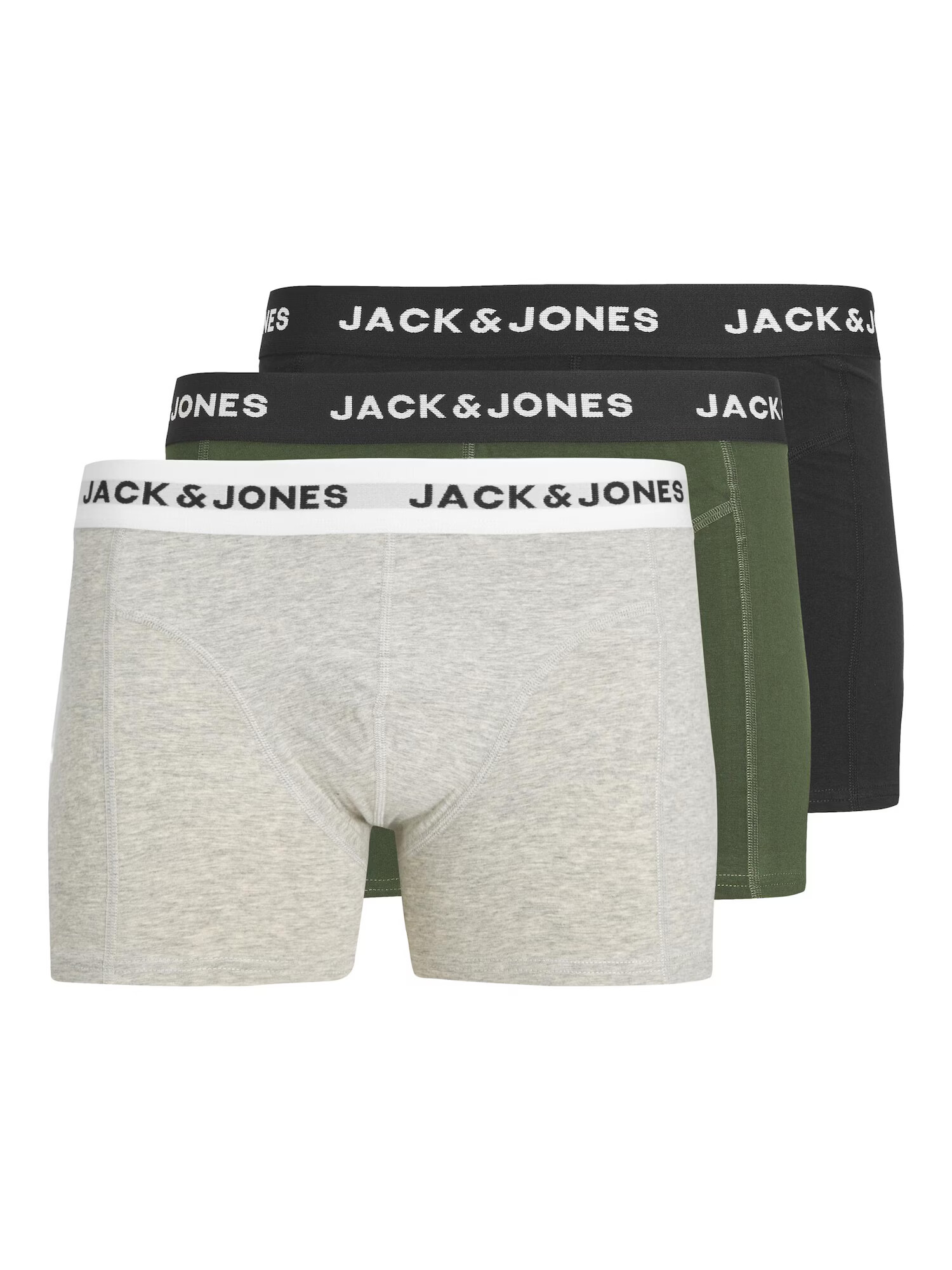 JACK & JONES Boxerky 'JORDAN' svetlosivá / tmavozelená / čierna - Pepit.sk