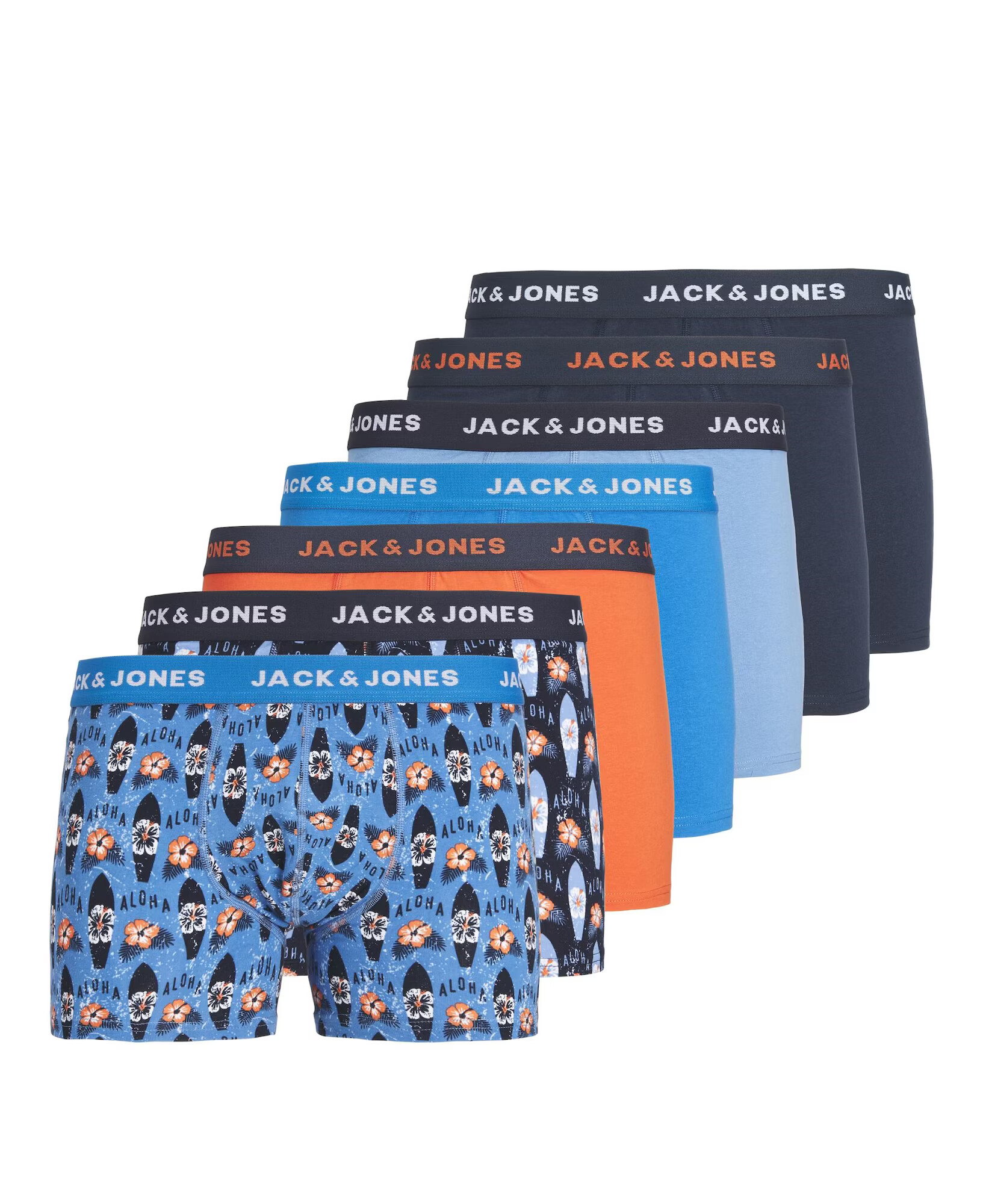 JACK & JONES Boxerky 'Kapaa' modrá / námornícka modrá / dymovo modrá / oranžová - Pepit.sk