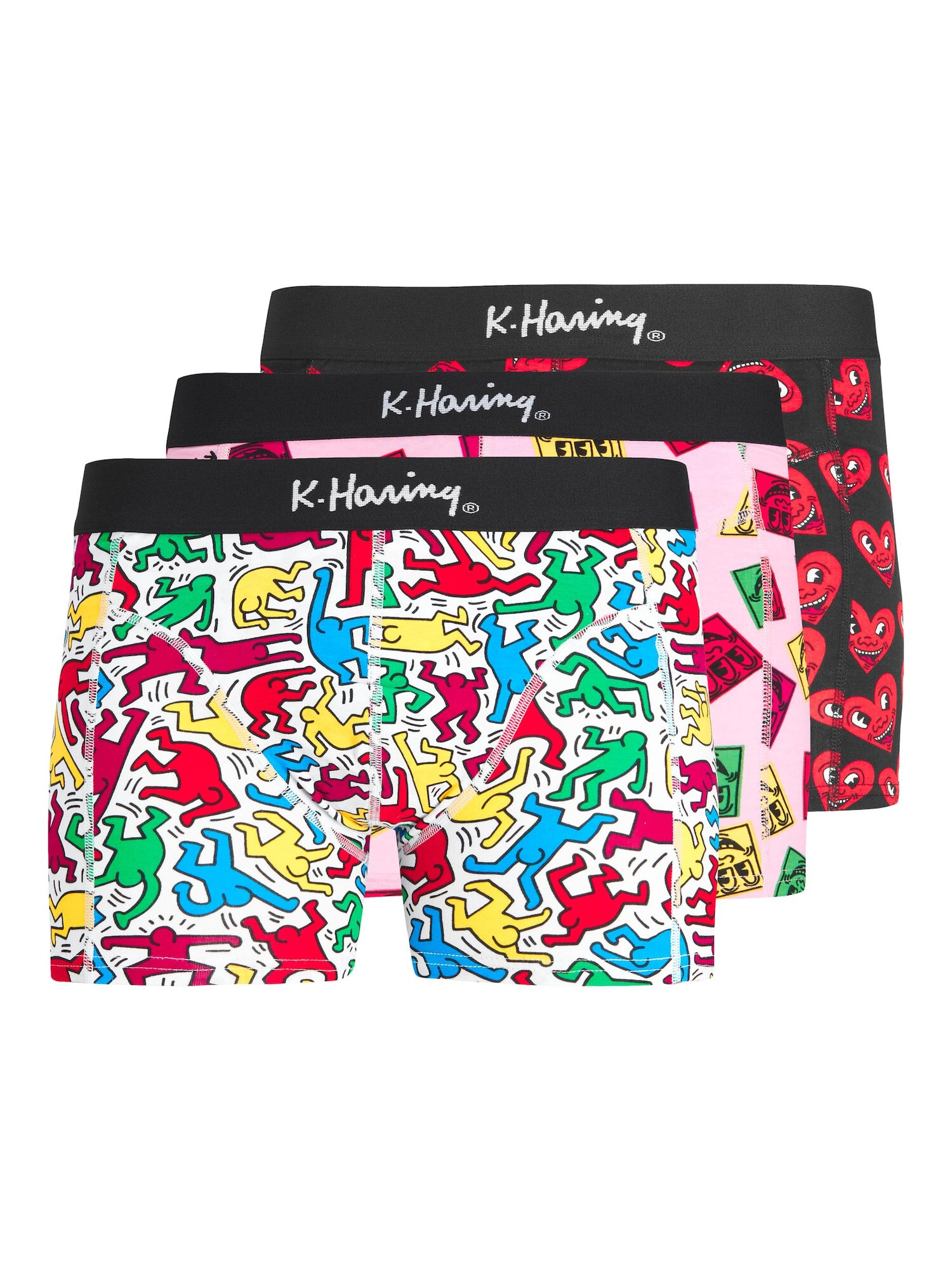 JACK & JONES Boxerky 'KEITH HARING' malinová / svetloružová / čierna / biela - Pepit.sk