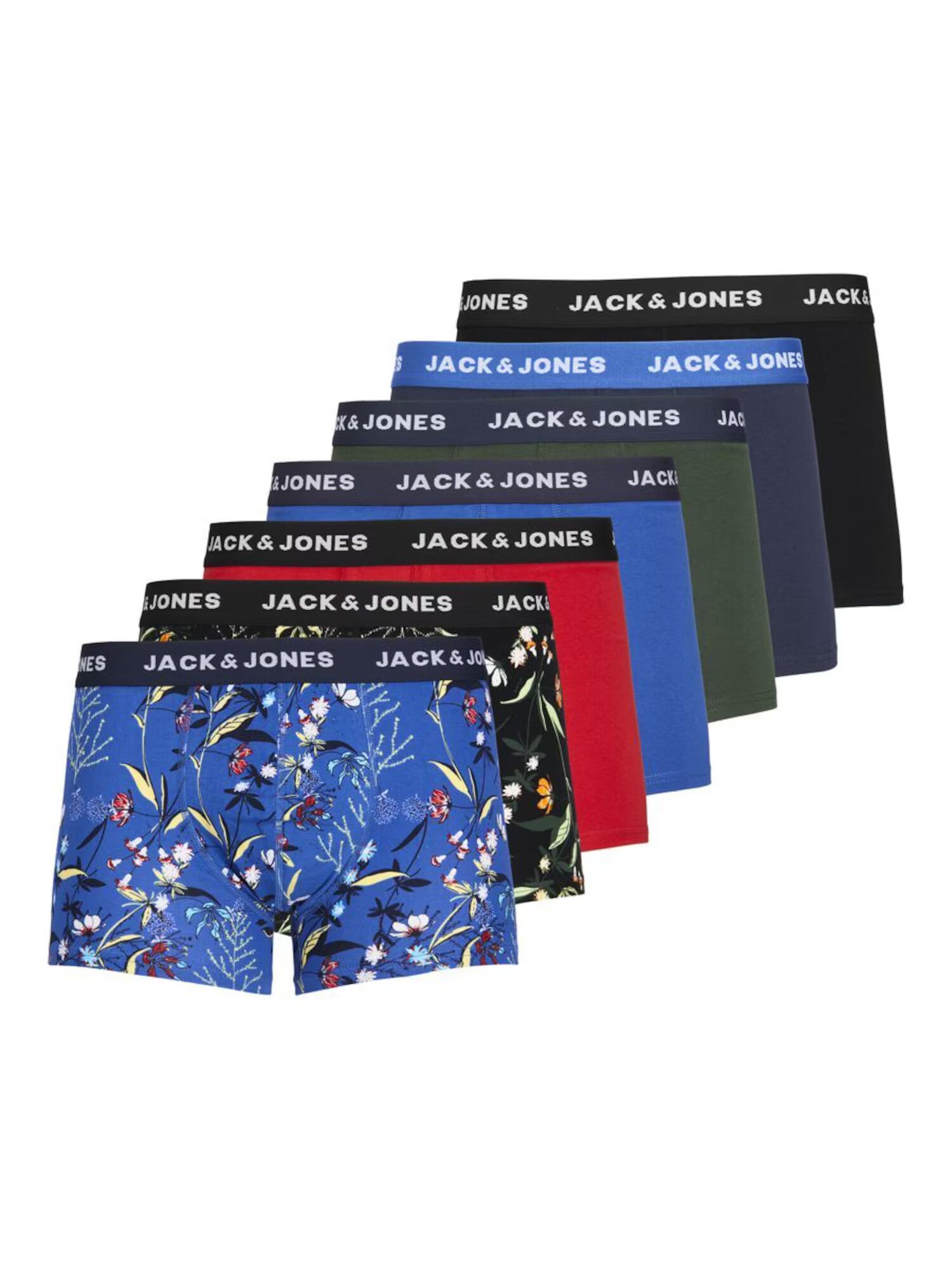 JACK & JONES Boxerky kráľovská modrá / jedľová / červená / biela - Pepit.sk