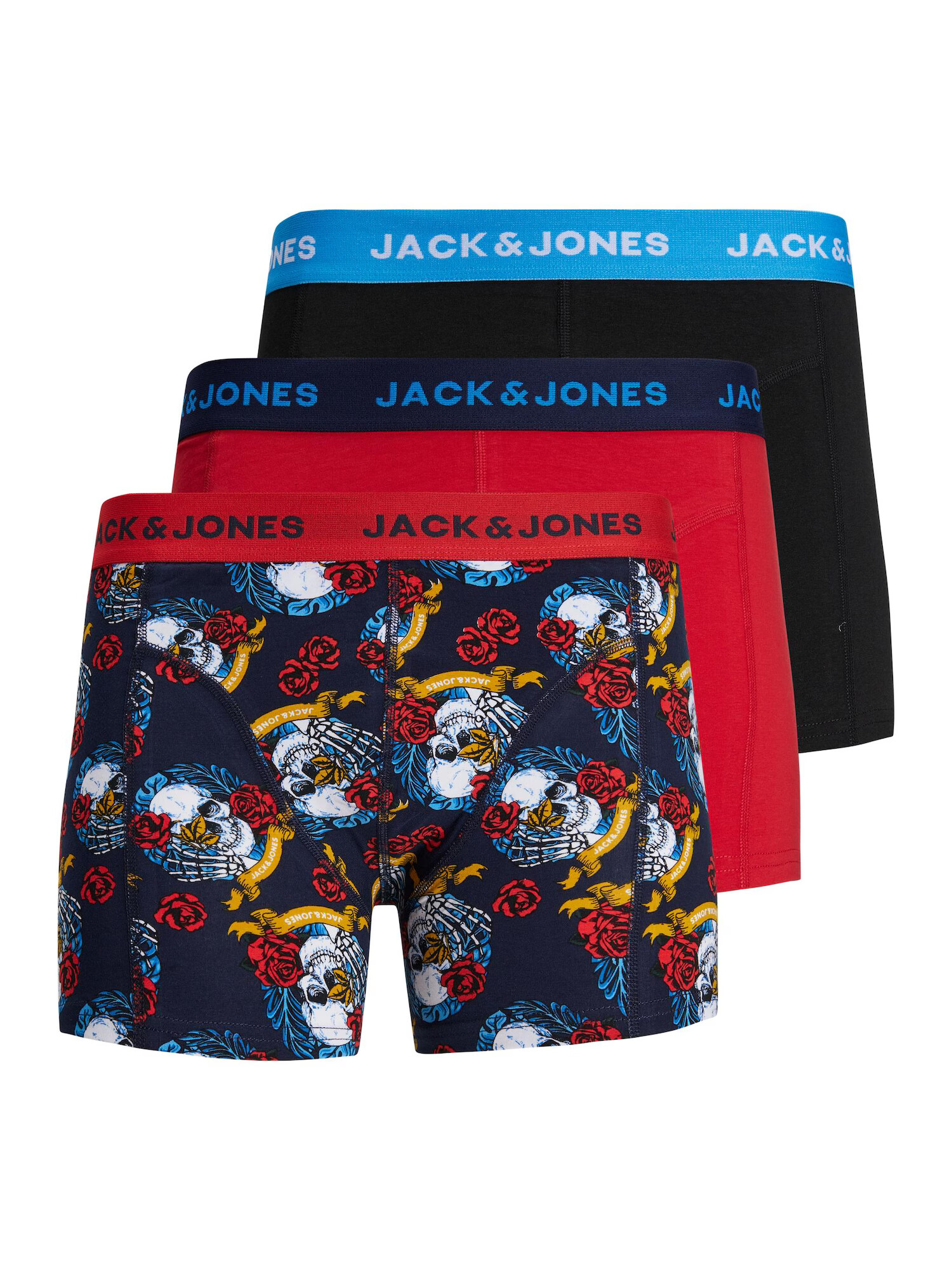 JACK & JONES Boxerky 'LIMIT SKULL' námornícka modrá / žltá / červená / biela - Pepit.sk