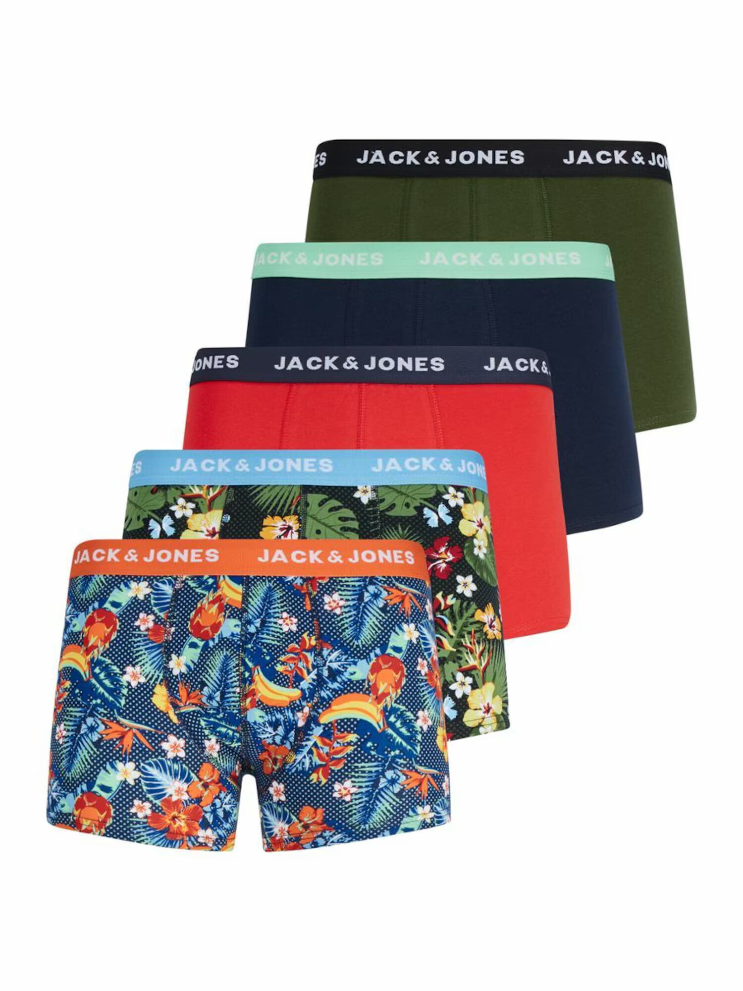 JACK & JONES Boxerky modrá / olivová / červená / biela - Pepit.sk