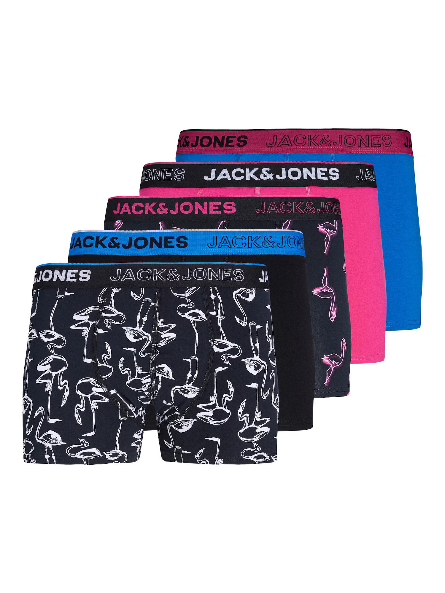 JACK & JONES Boxerky modrá / tmavomodrá / ružová / čierna - Pepit.sk