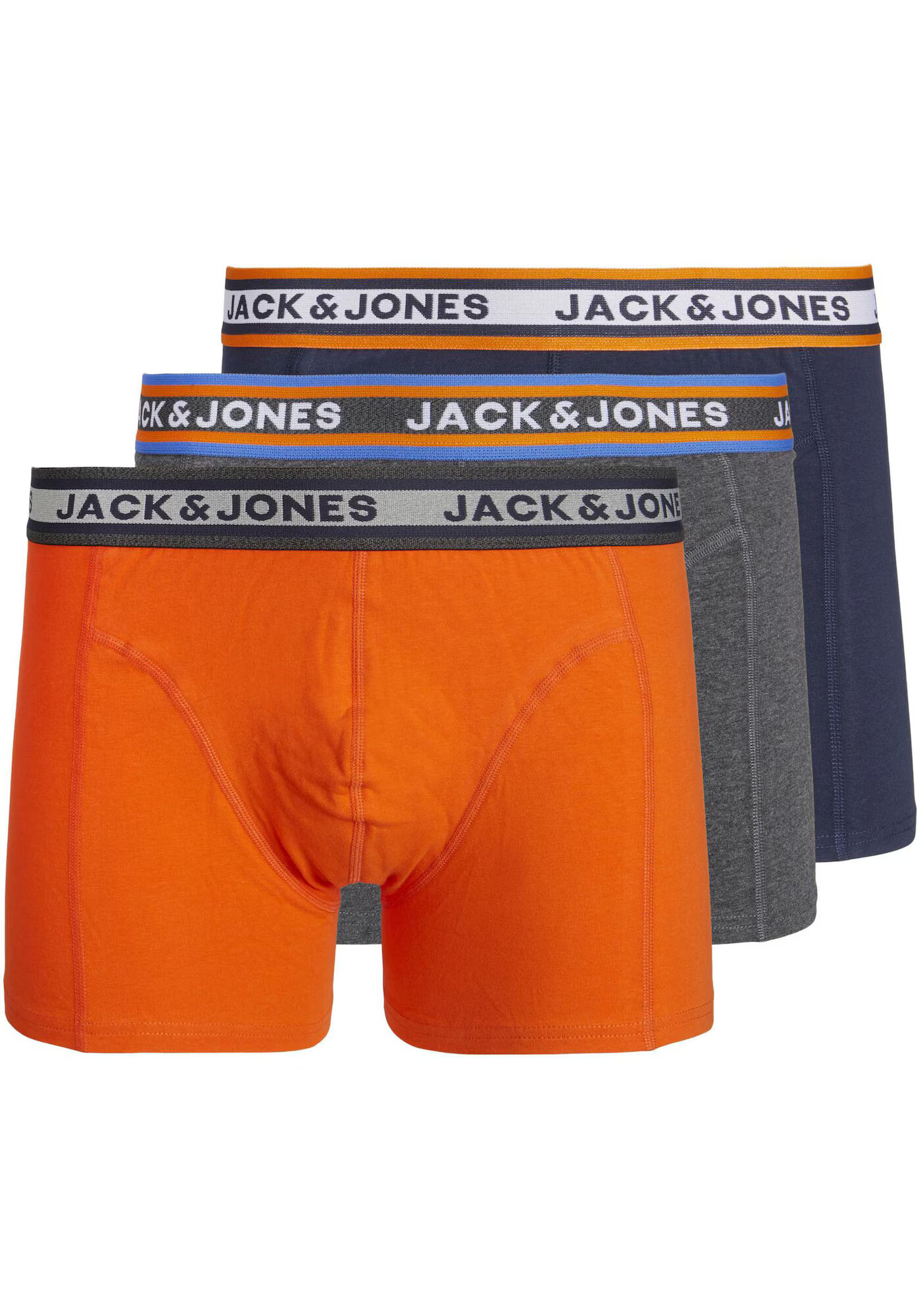 JACK & JONES Boxerky 'MYLE' námornícka modrá / sivá / oranžová / biela - Pepit.sk