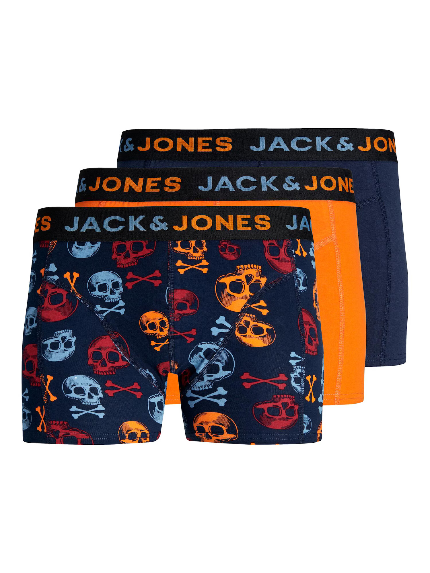 JACK & JONES Boxerky námornícka modrá / nebesky modrá / oranžová / karmínovo červená - Pepit.sk