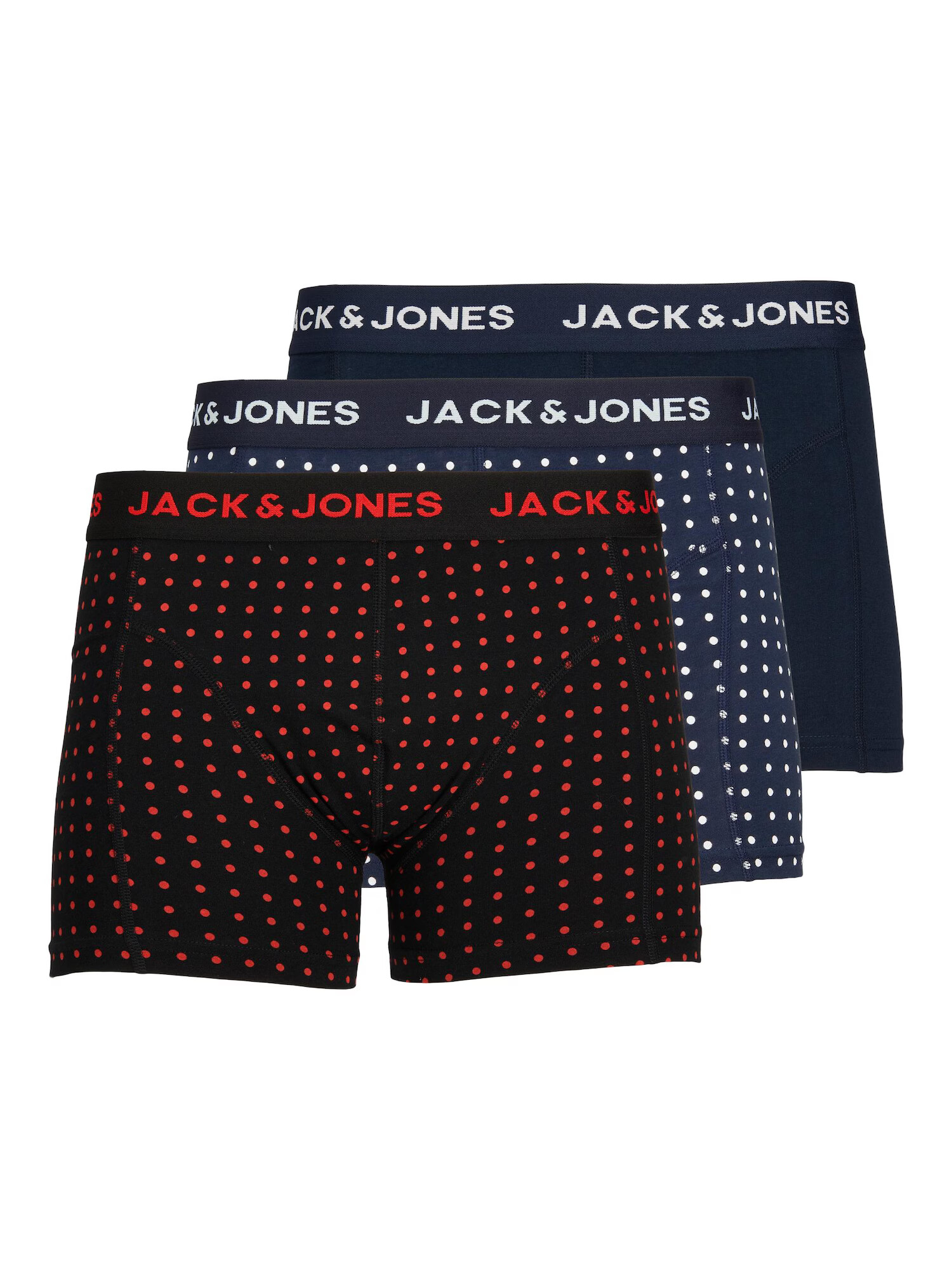 JACK & JONES Boxerky námornícka modrá / ohnivo červená / čierna / biela - Pepit.sk