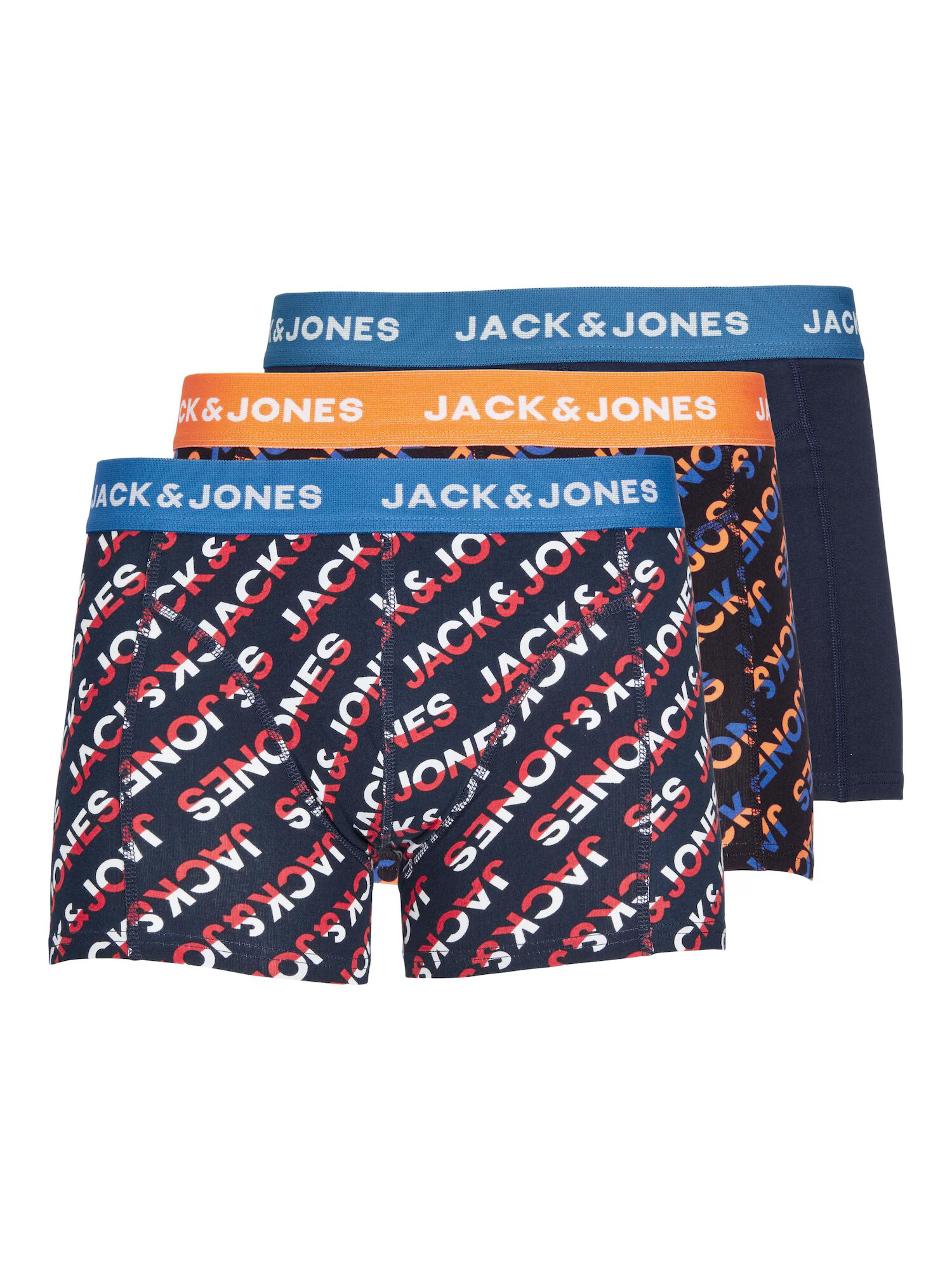 JACK & JONES Boxerky námornícka modrá / oranžová / čierna / biela - Pepit.sk