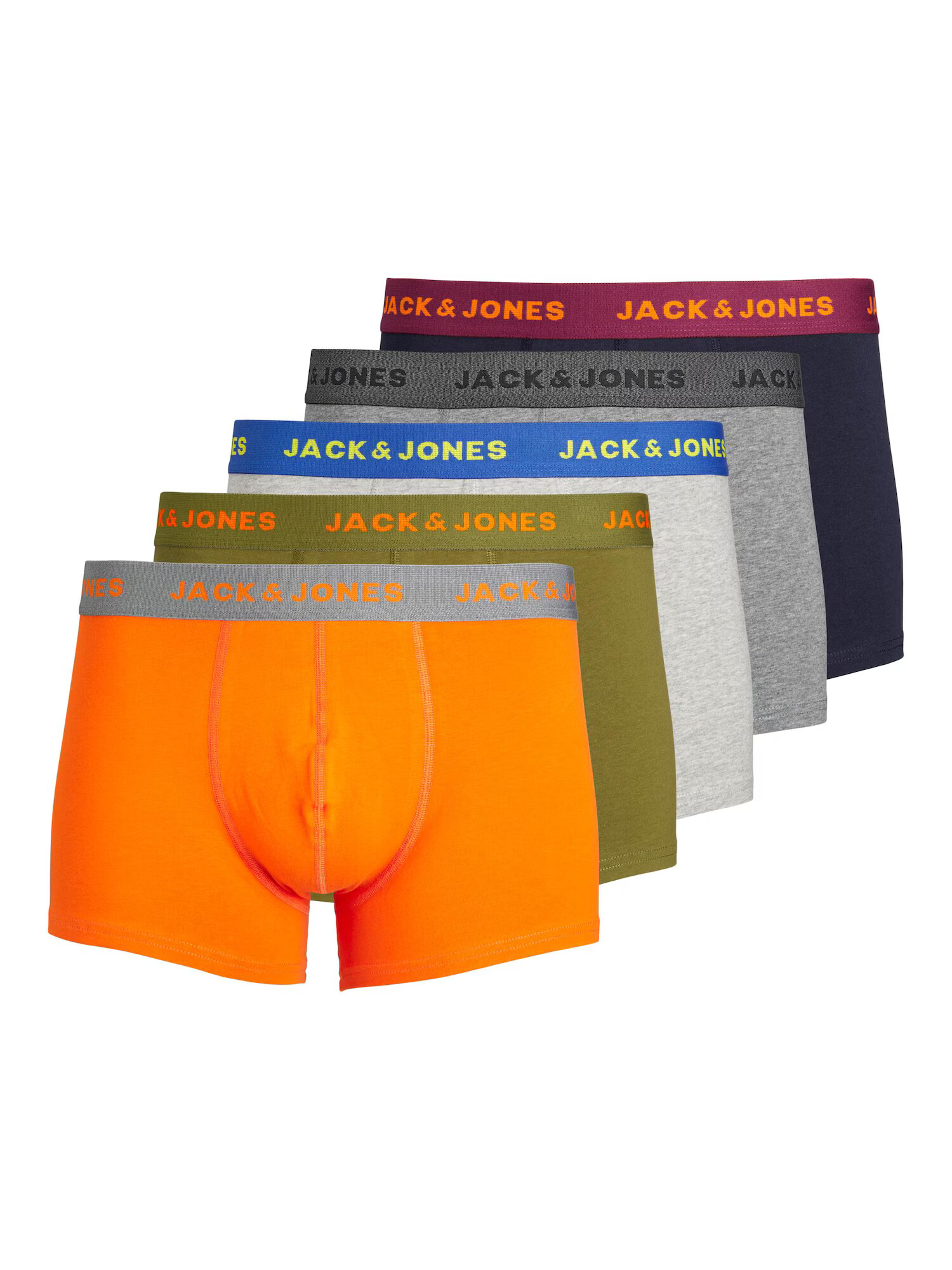 JACK & JONES Boxerky námornícka modrá / sivá melírovaná / olivová / oranžová - Pepit.sk