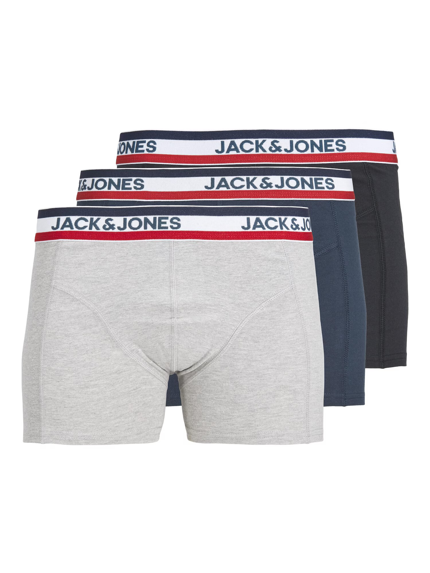 JACK & JONES Boxerky námornícka modrá / svetlosivá / čierna / biela - Pepit.sk