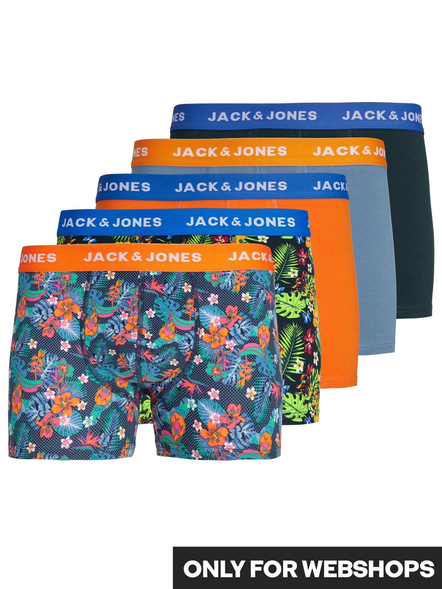 JACK & JONES Boxerky 'ORLANDO' tmavomodrá / svetlozelená / svetlooranžová / čierna - Pepit.sk