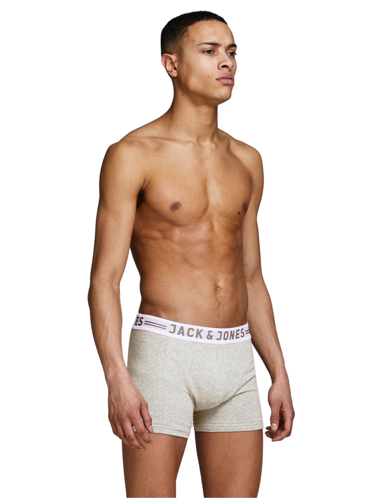 JACK & JONES Boxerky 'Sense' svetlosivá / tmavosivá / sivá melírovaná / biela - Pepit.sk