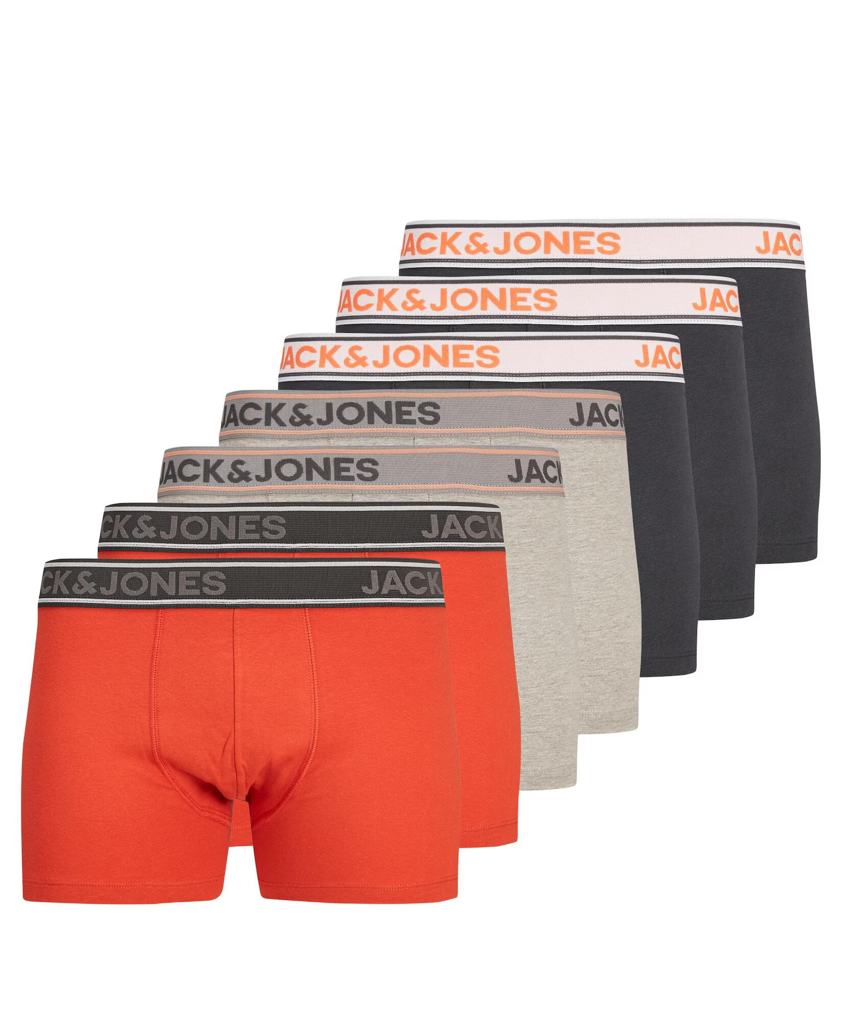 JACK & JONES Boxerky sivá melírovaná / oranžovo červená / čierna / biela - Pepit.sk