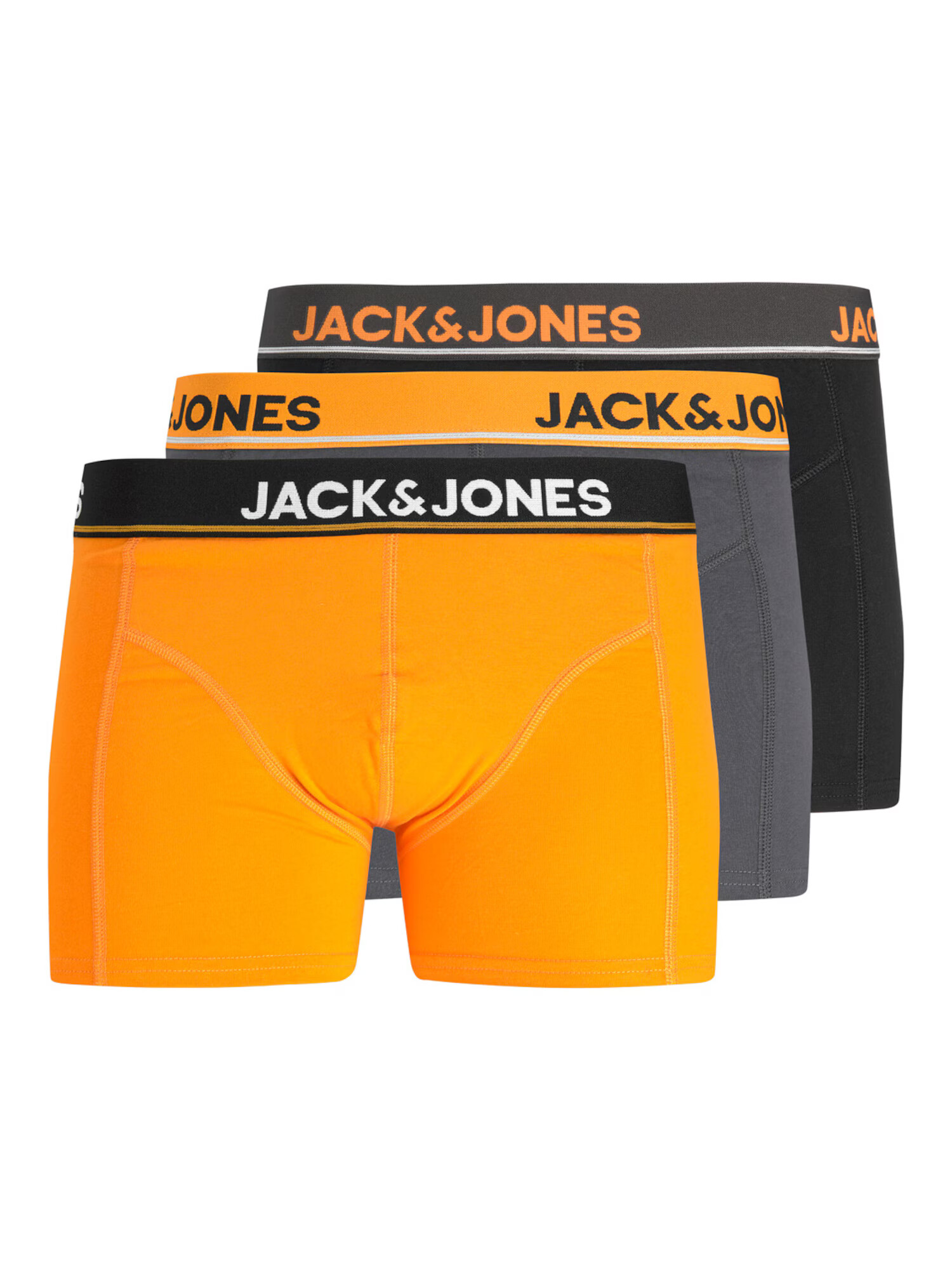 JACK & JONES Boxerky sivá / neónovo oranžová / čierna / biela - Pepit.sk