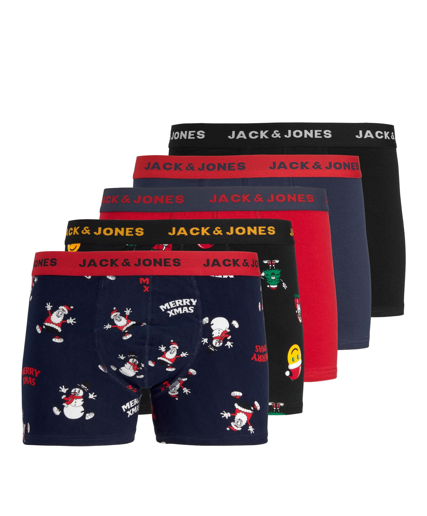 JACK & JONES Boxerky 'SMILEY' námornícka modrá / červená / čierna / biela - Pepit.sk