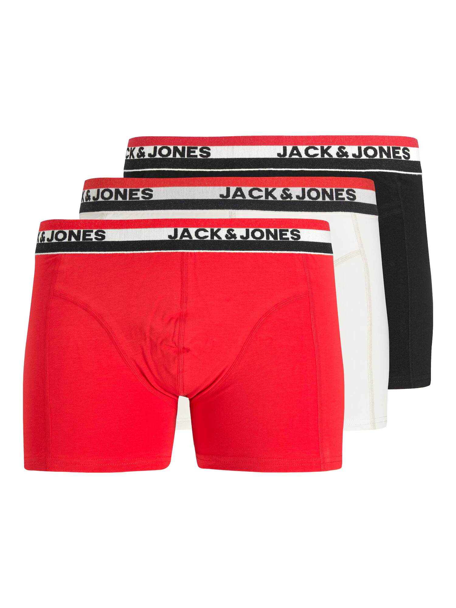 JACK & JONES Boxerky svetločervená / čierna / šedobiela - Pepit.sk