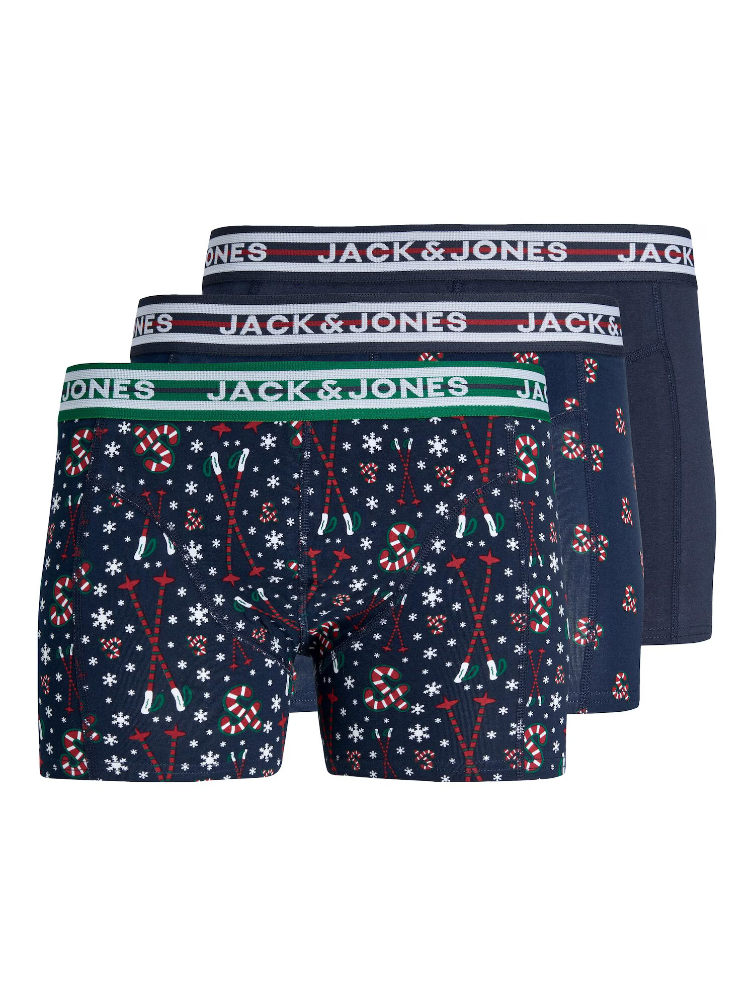 JACK & JONES Boxerky 'XMAS CANDY' námornícka modrá / zelená / červená / biela - Pepit.sk