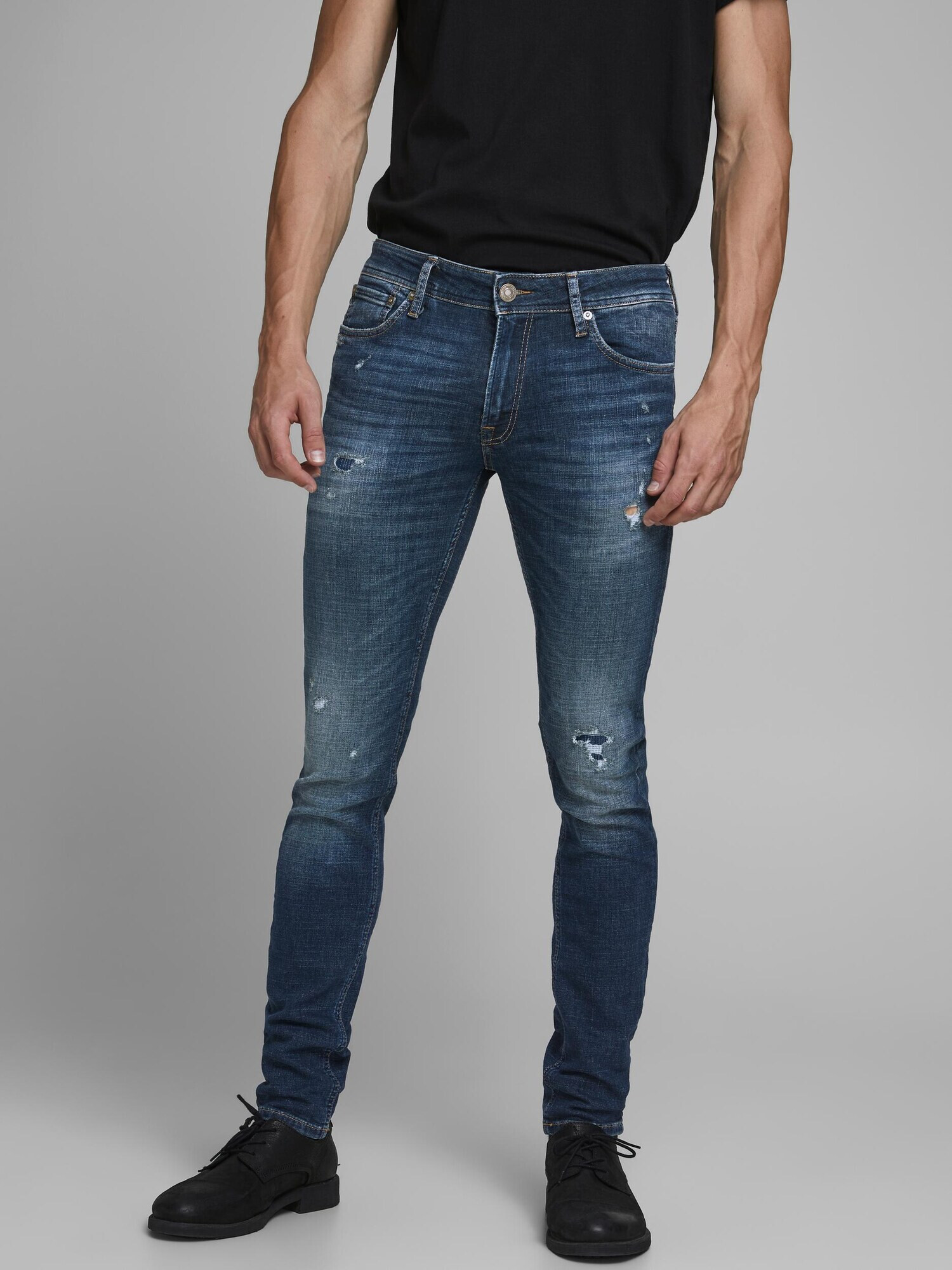 JACK & JONES Džínsy 'Liam' modrá denim / hnedá - Pepit.sk