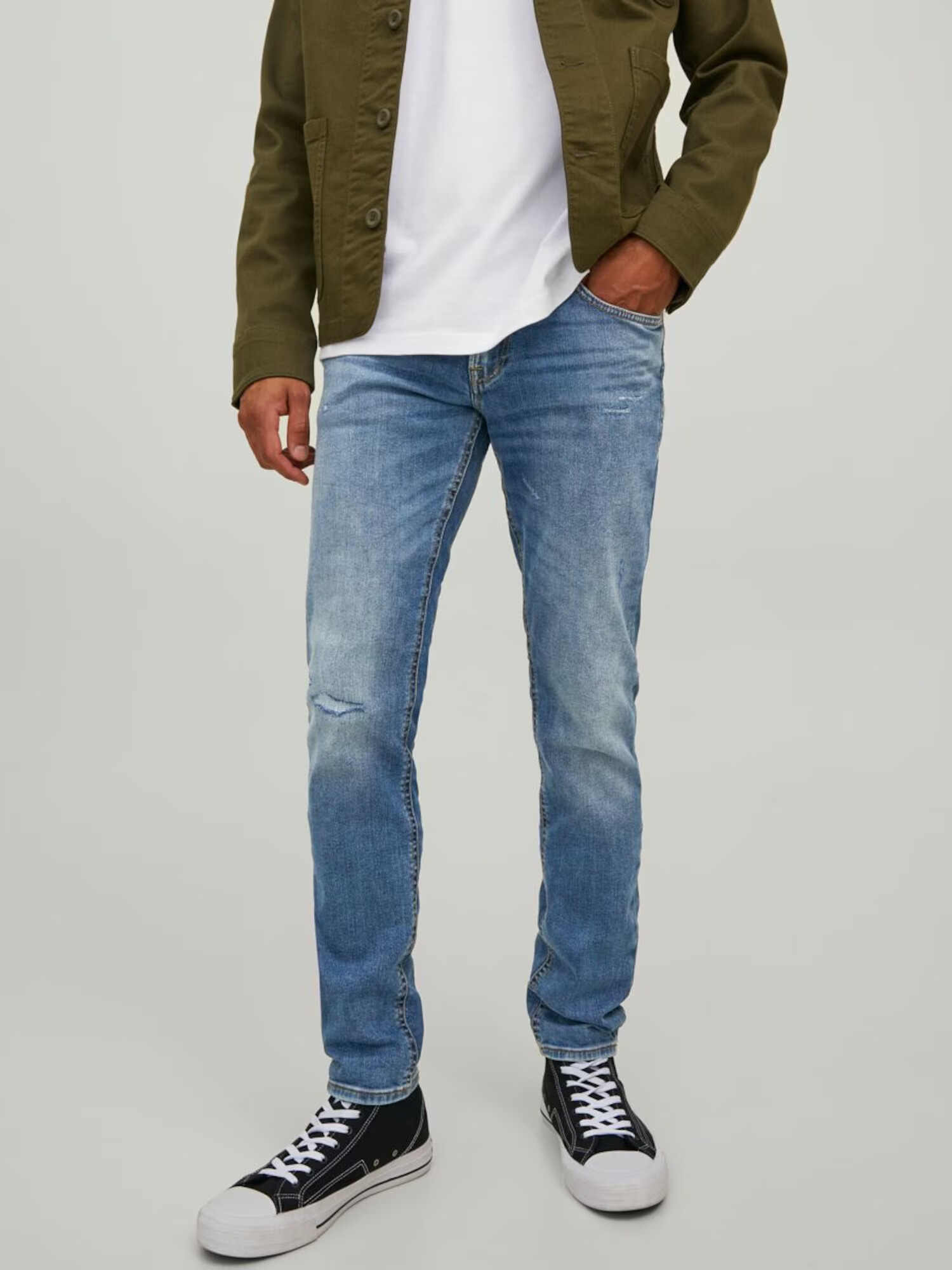 JACK & JONES Džínsy 'Liam' modrá denim / hnedá - Pepit.sk