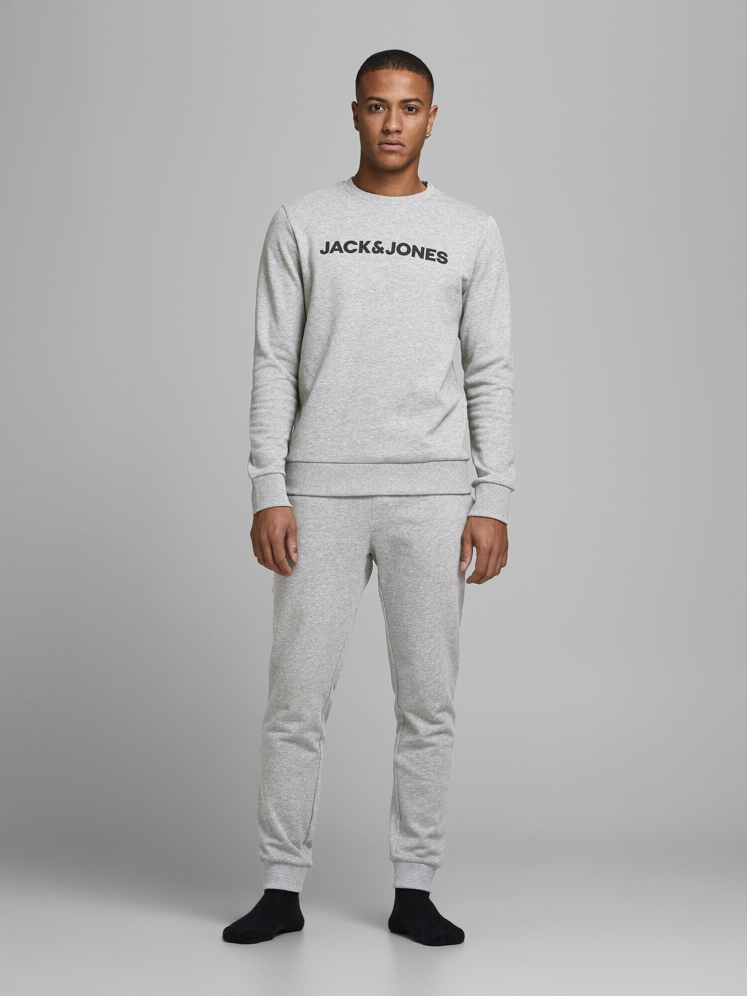 JACK & JONES Joggingová súprava tmavomodrá / sivá melírovaná / biela - Pepit.sk