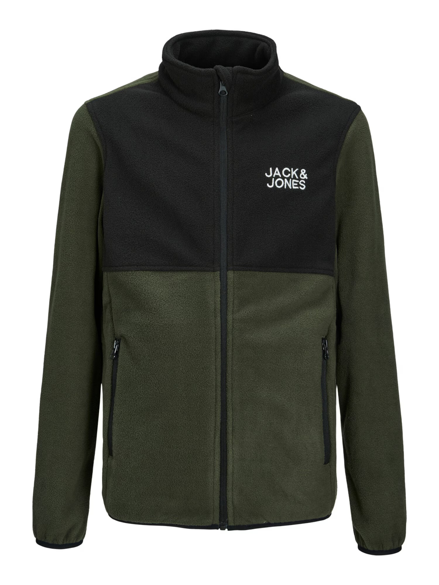 Jack & Jones Junior Flisová bunda 'Hyper' tmavozelená / čierna - Pepit.sk