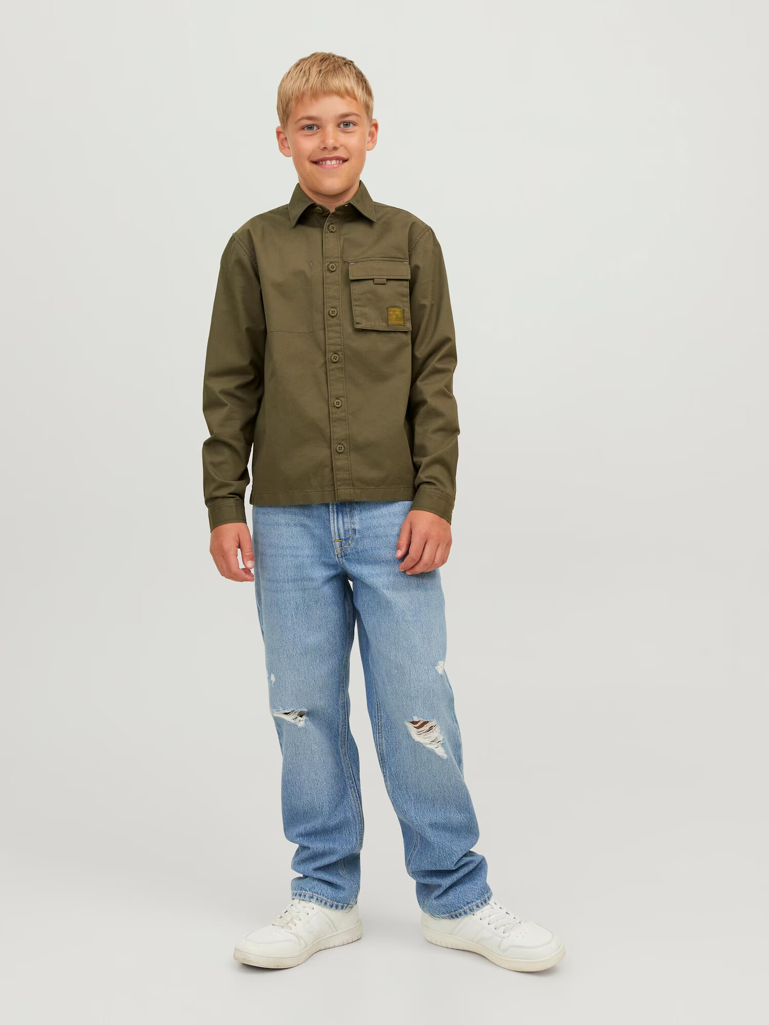 Jack & Jones Junior Košeľa 'Dust' olivová - Pepit.sk