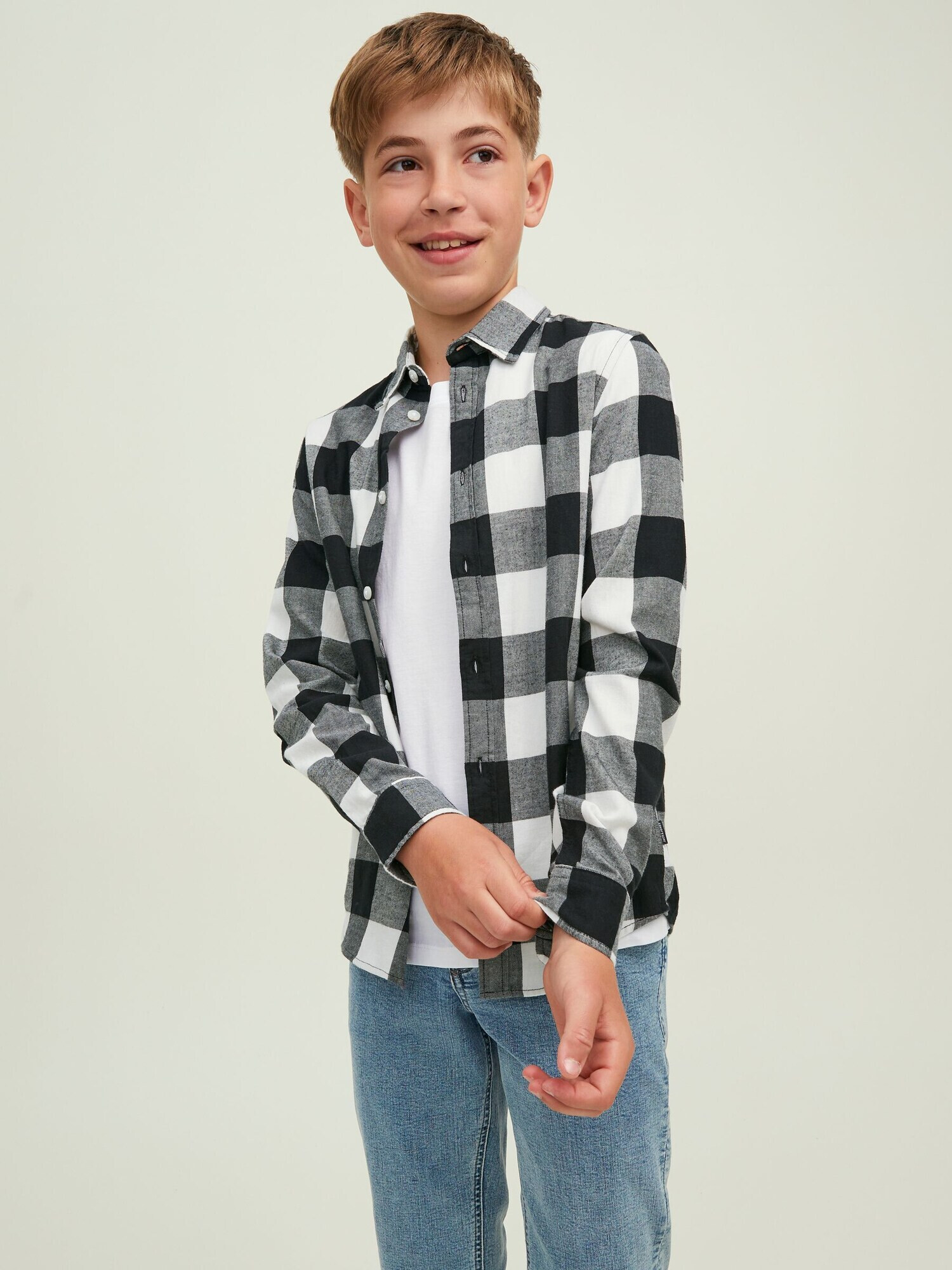 Jack & Jones Junior Košeľa 'Gingham' čierna / biela - Pepit.sk