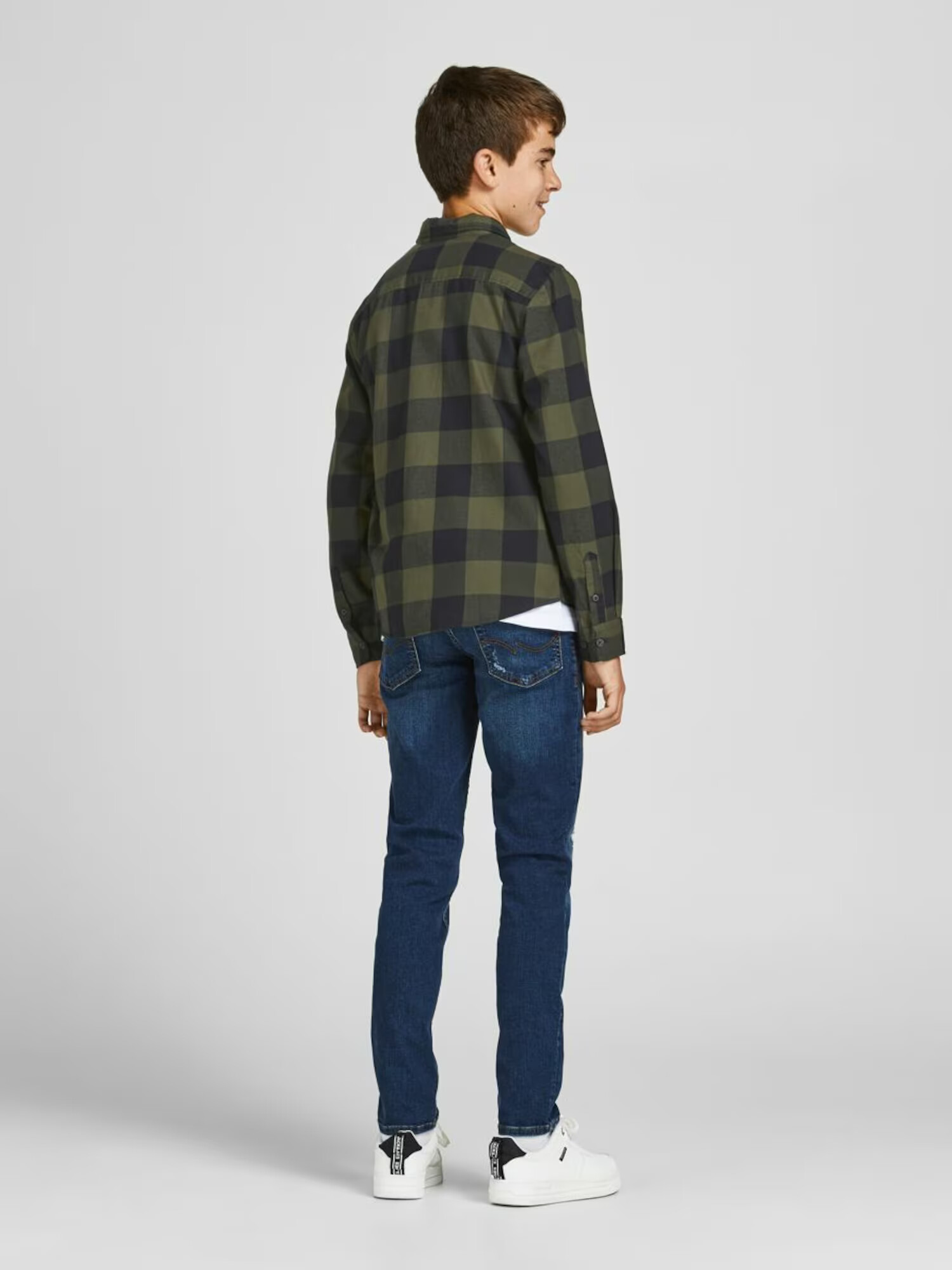 Jack & Jones Junior Košeľa 'Gingham' kaki / čierna - Pepit.sk