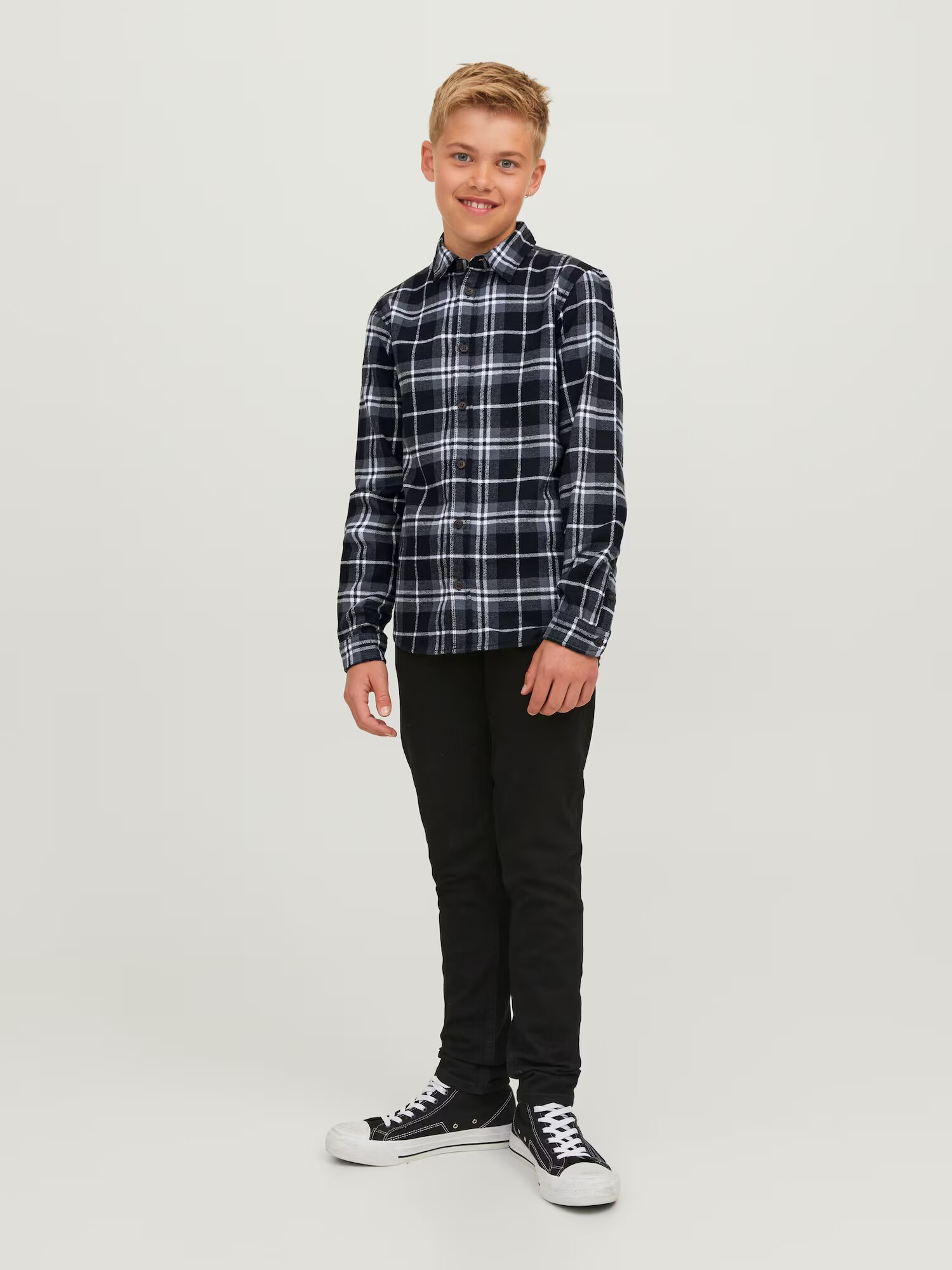 Jack & Jones Junior Košeľa modrá / čierna / biela - Pepit.sk