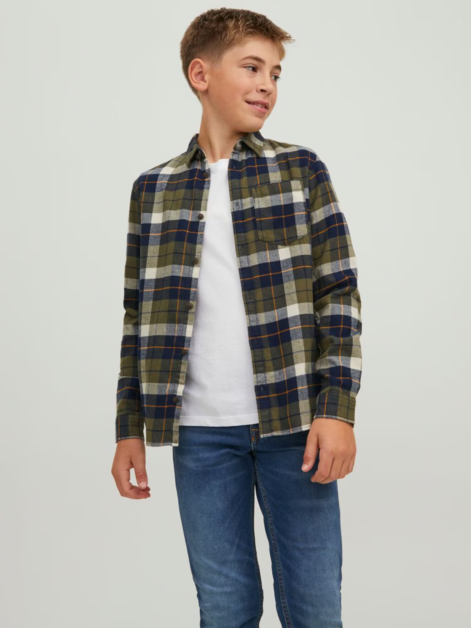 Jack & Jones Junior Košeľa 'Owen' modrá / zelená / oranžová / biela - Pepit.sk