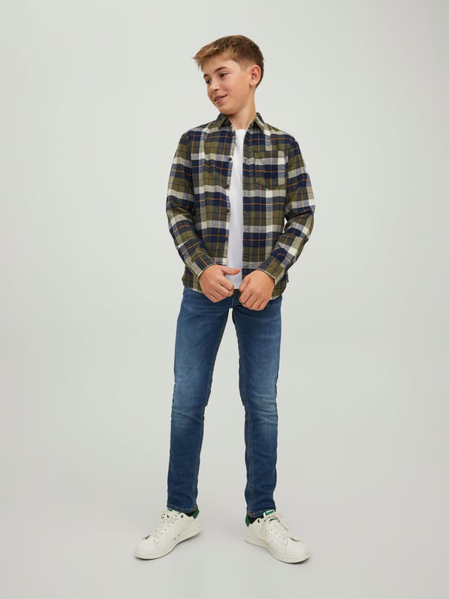 Jack & Jones Junior Košeľa 'Owen' modrá / zelená / oranžová / biela - Pepit.sk