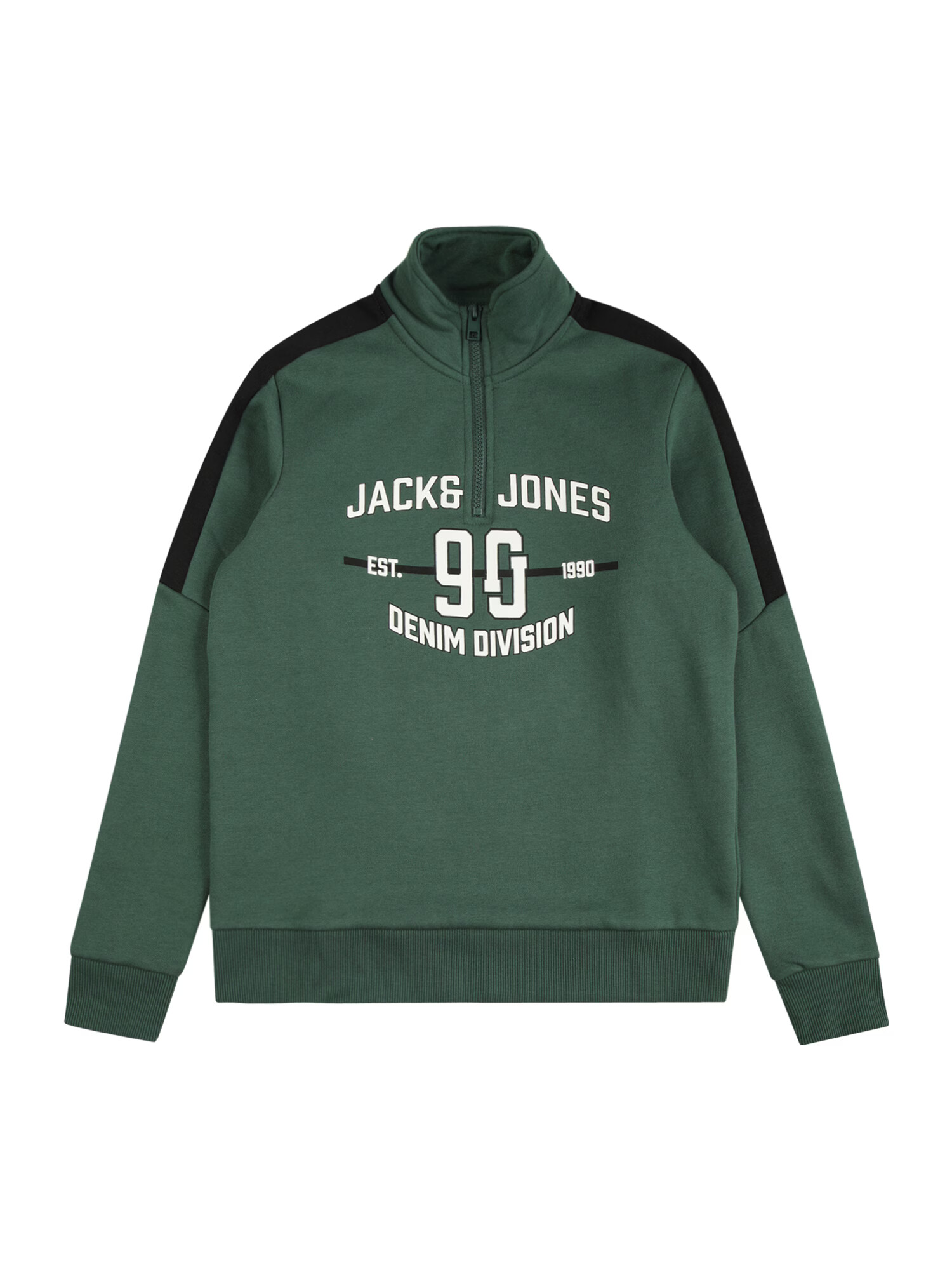 Jack & Jones Junior Mikina 'DIVISION' tmavozelená / čierna / biela - Pepit.sk