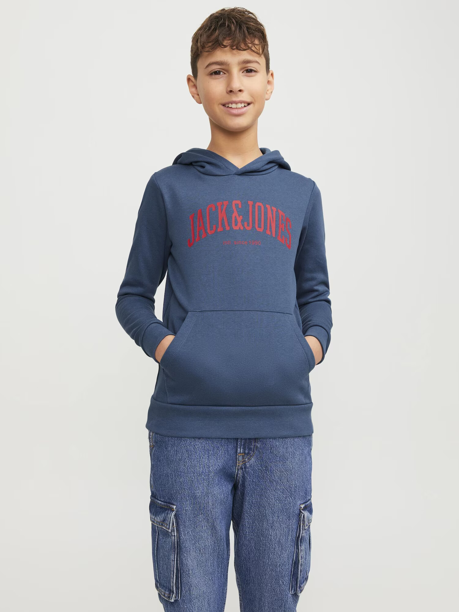 Jack & Jones Junior Mikina 'Josh' enciánová / jasne červená - Pepit.sk