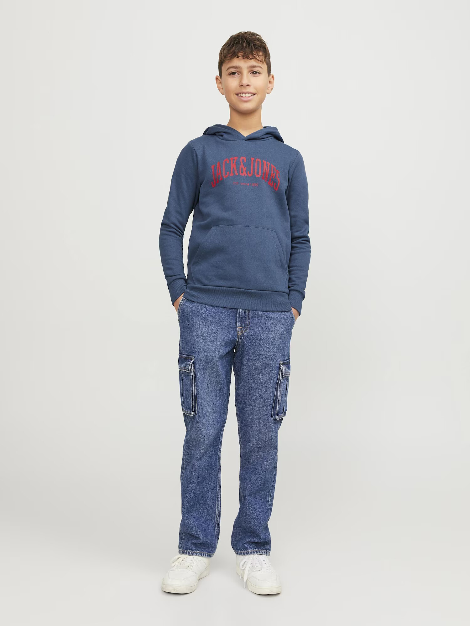 Jack & Jones Junior Mikina 'Josh' enciánová / jasne červená - Pepit.sk