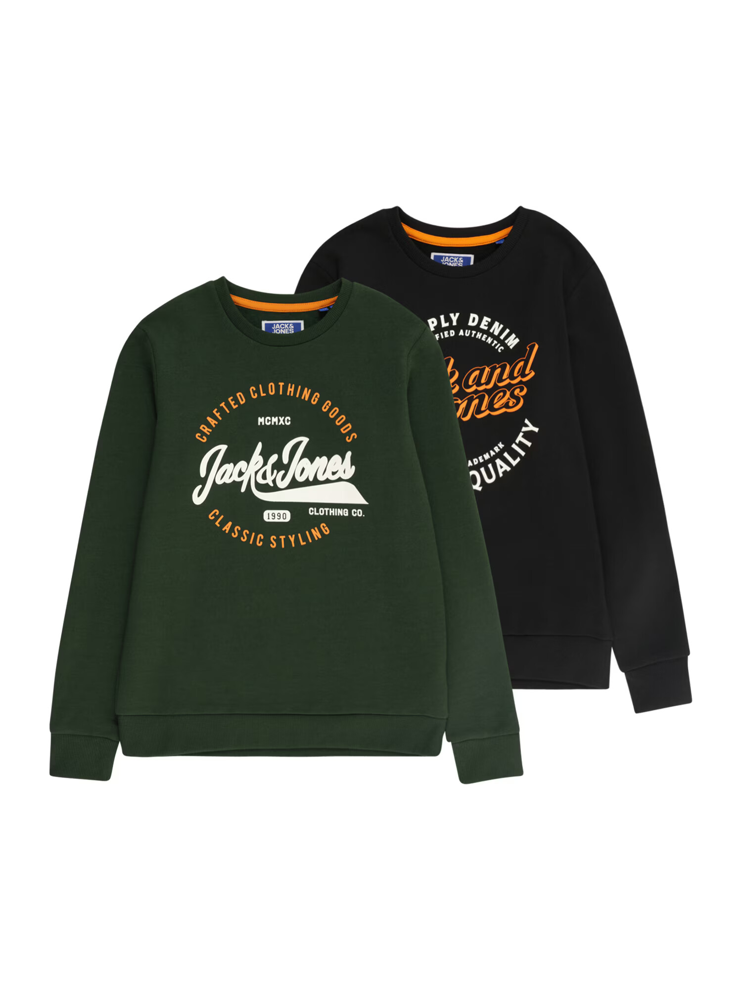 Jack & Jones Junior Mikina 'MIKK' trávovo zelená / svetlooranžová / čierna / biela - Pepit.sk