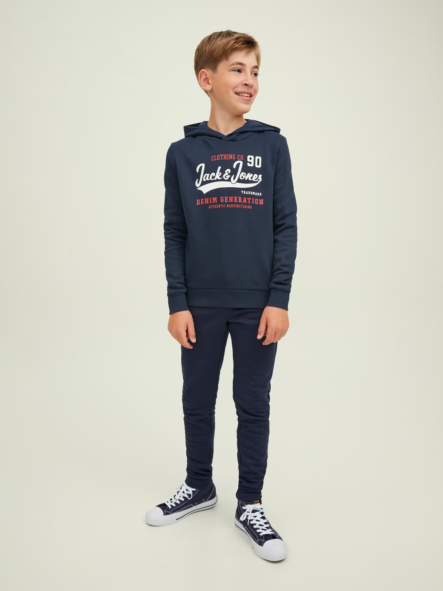 Jack & Jones Junior Mikina tmavomodrá / červená / biela - Pepit.sk