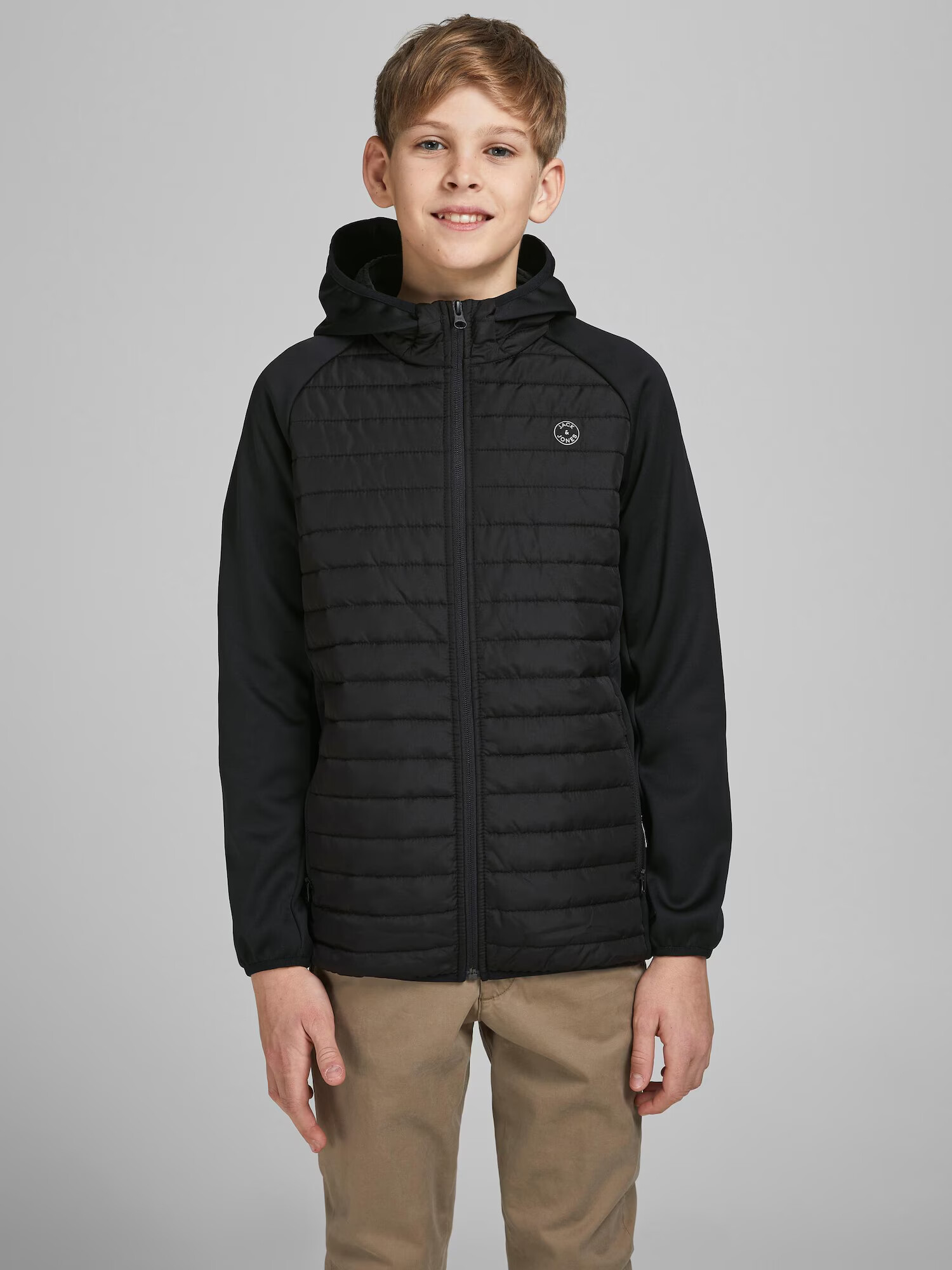 Jack & Jones Junior Prechodná bunda čierna / biela - Pepit.sk