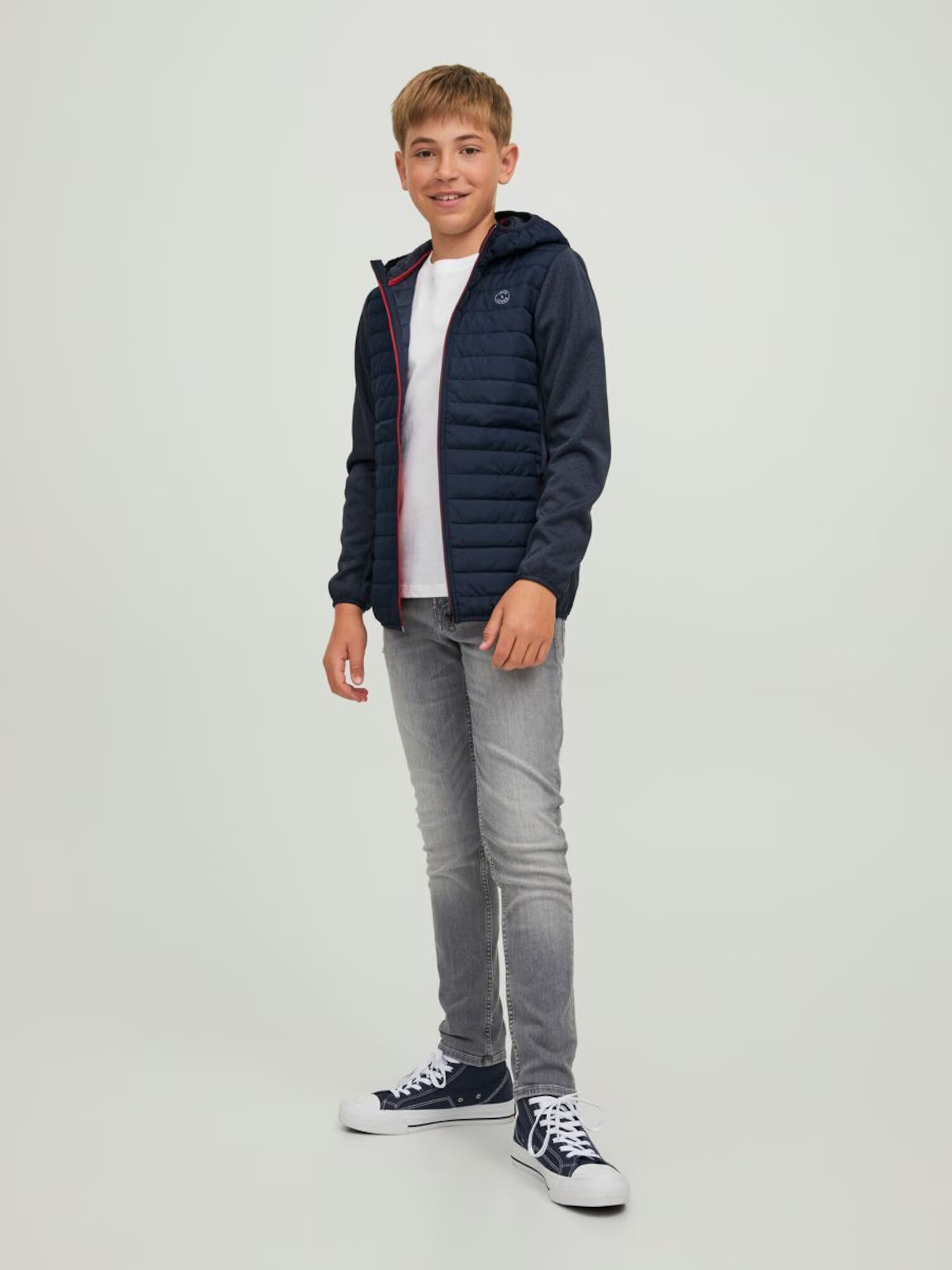 Jack & Jones Junior Prechodná bunda námornícka modrá / červená / biela - Pepit.sk