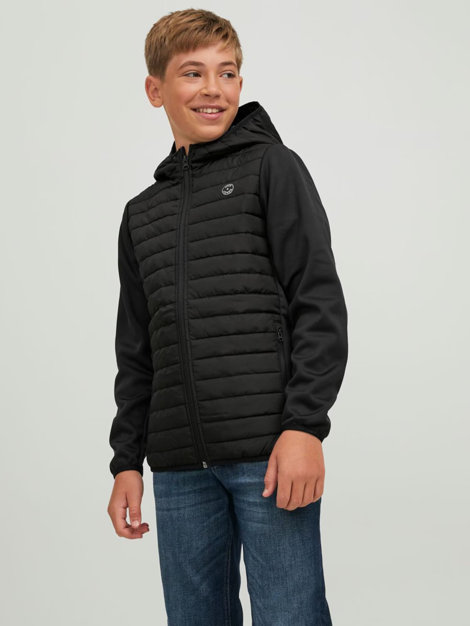 Jack & Jones Junior Prechodná bunda sivá / čierna - Pepit.sk