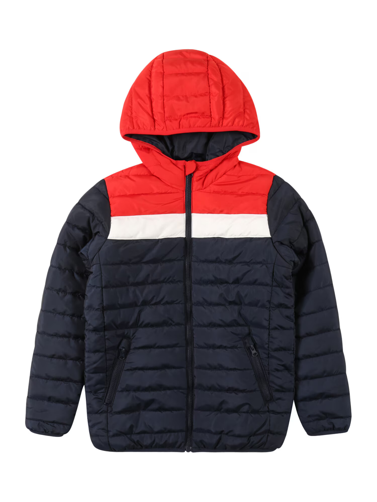 Jack & Jones Junior Prechodná bunda 'WING' námornícka modrá / červená / biela - Pepit.sk