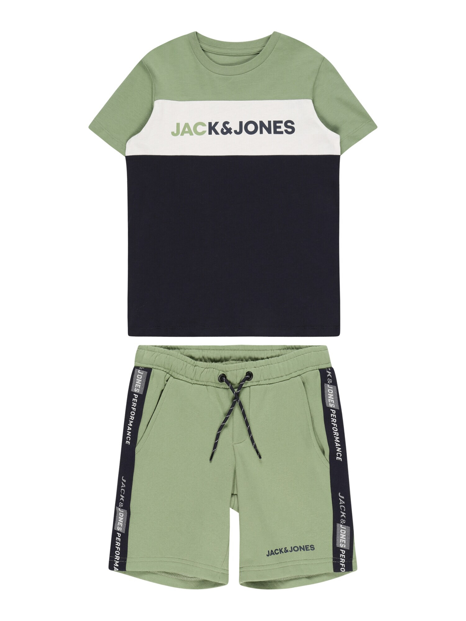 Jack & Jones Junior Set 'FINN' pastelovo zelená / čierna / biela - Pepit.sk