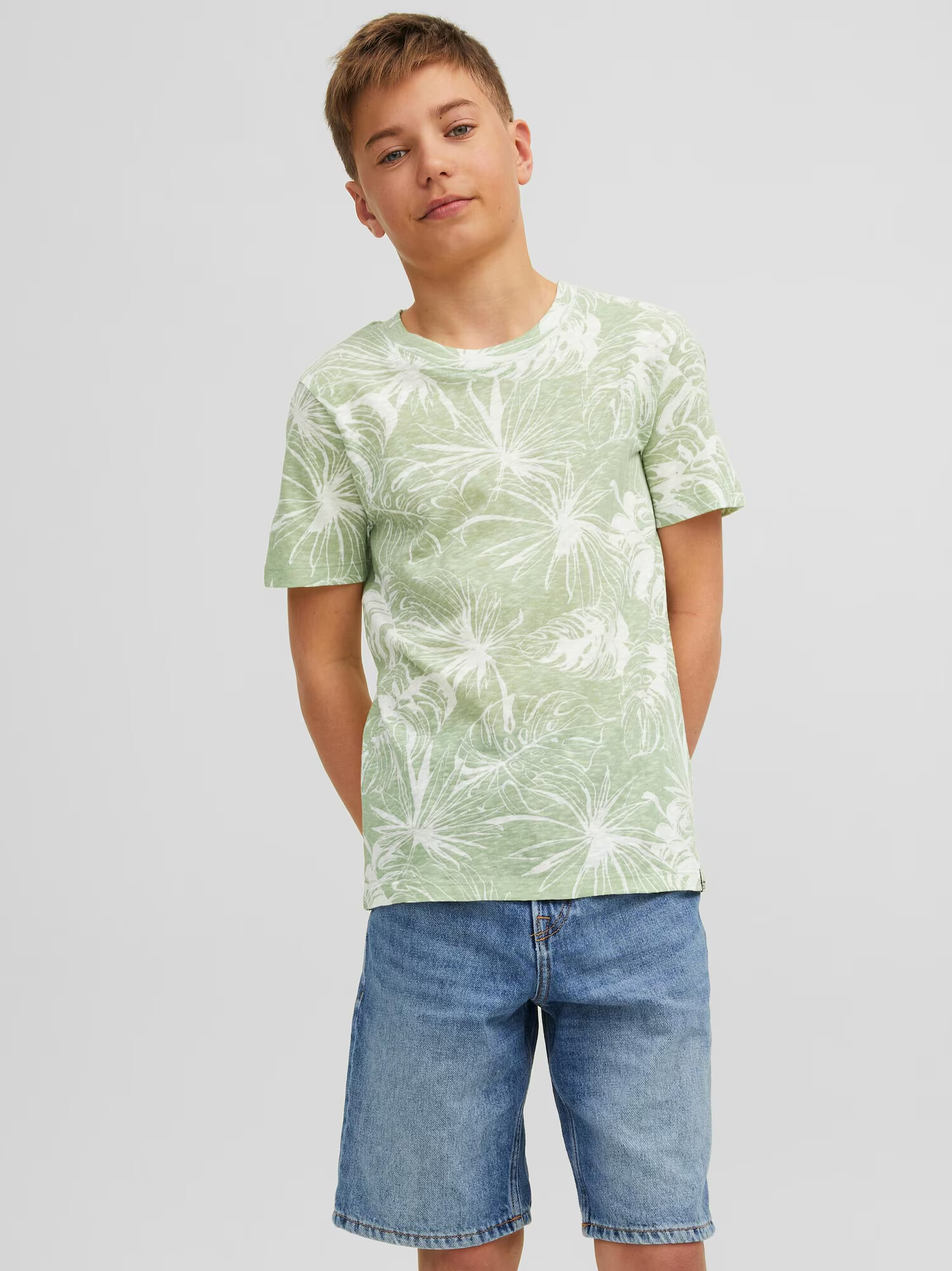 Jack & Jones Junior Tričko 'Breezy' pastelovo zelená / biela - Pepit.sk