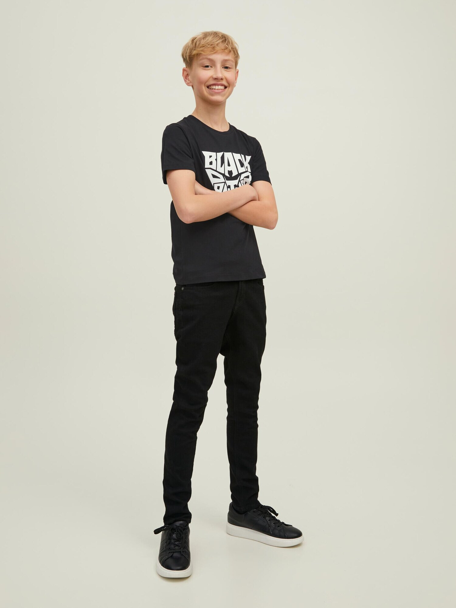 Jack & Jones Junior Tričko 'Kanda' čierna / biela - Pepit.sk