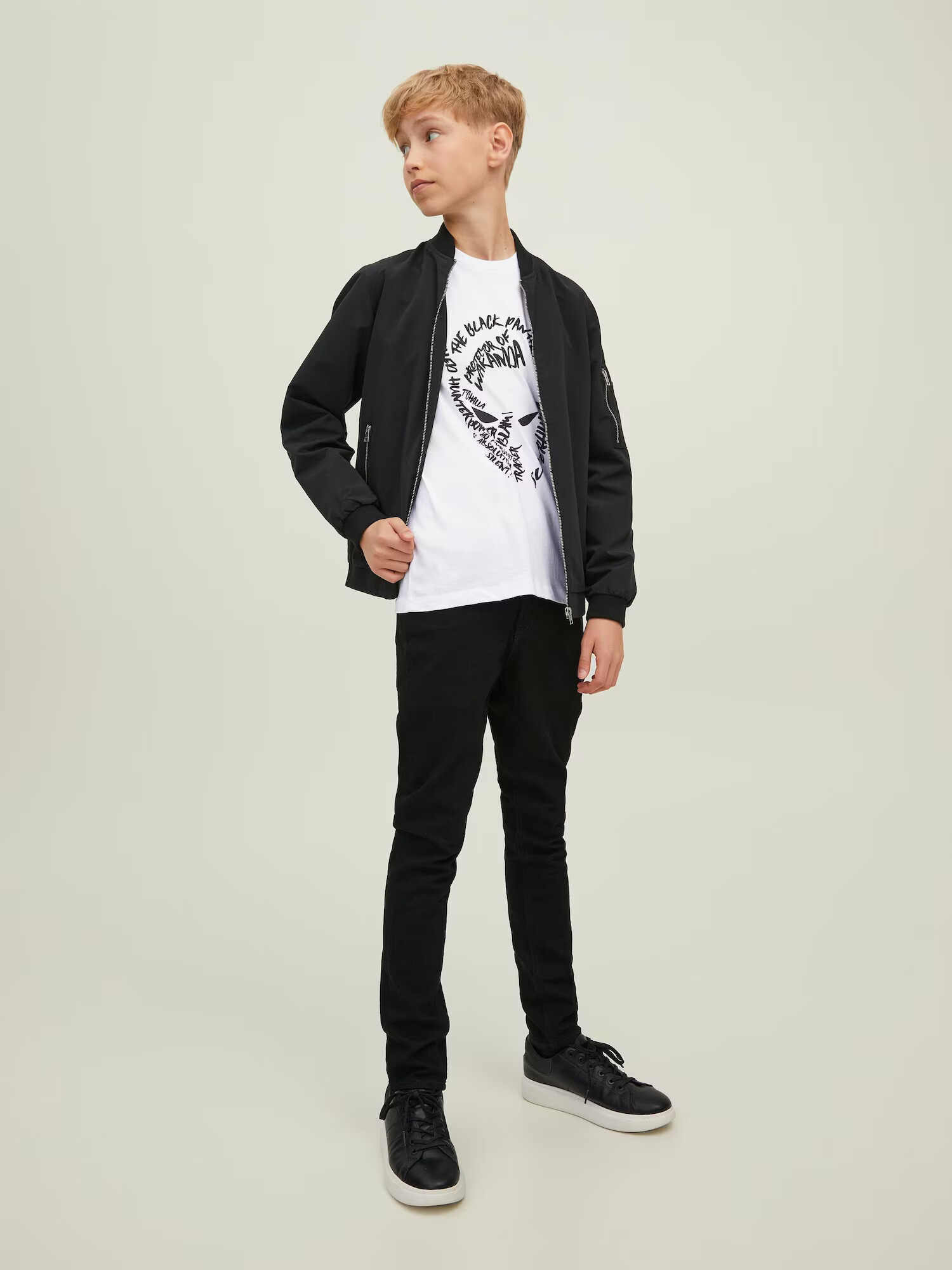 Jack & Jones Junior Tričko 'KANDA' čierna / biela - Pepit.sk