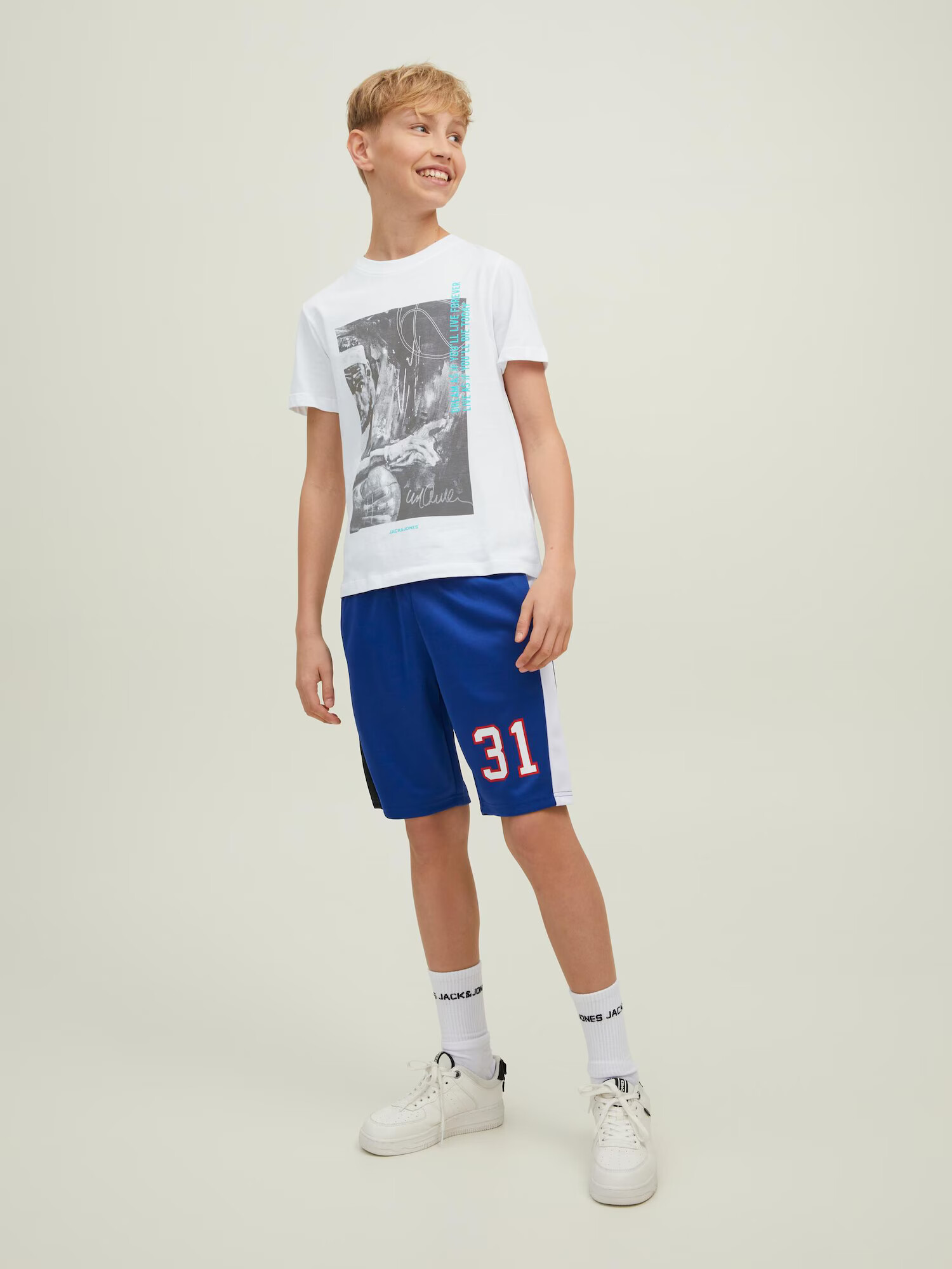 Jack & Jones Junior Tričko 'LEGENDS' tyrkysová / sivá / biela - Pepit.sk