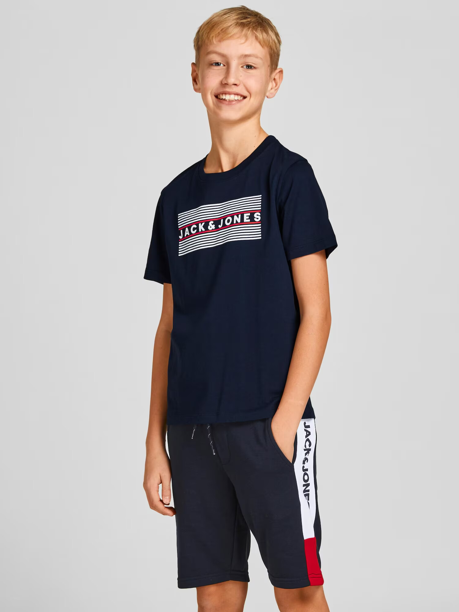 Jack & Jones Junior Tričko námornícka modrá / karmínovo červená / biela - Pepit.sk