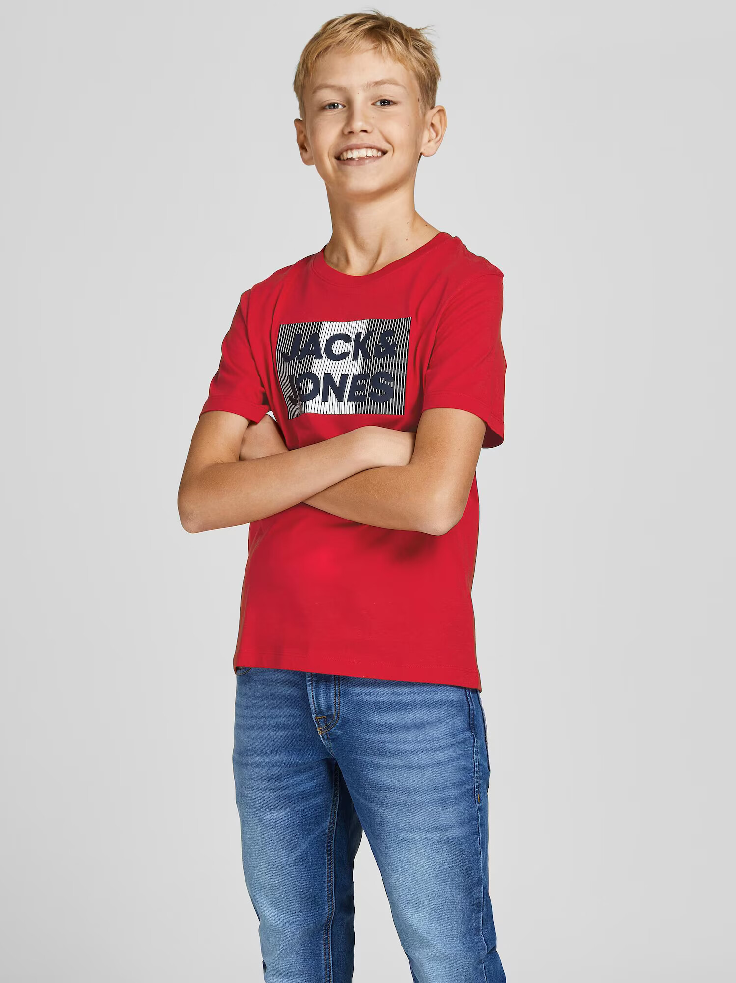 Jack & Jones Junior Tričko námornícka modrá / ohnivo červená / čierna / biela - Pepit.sk