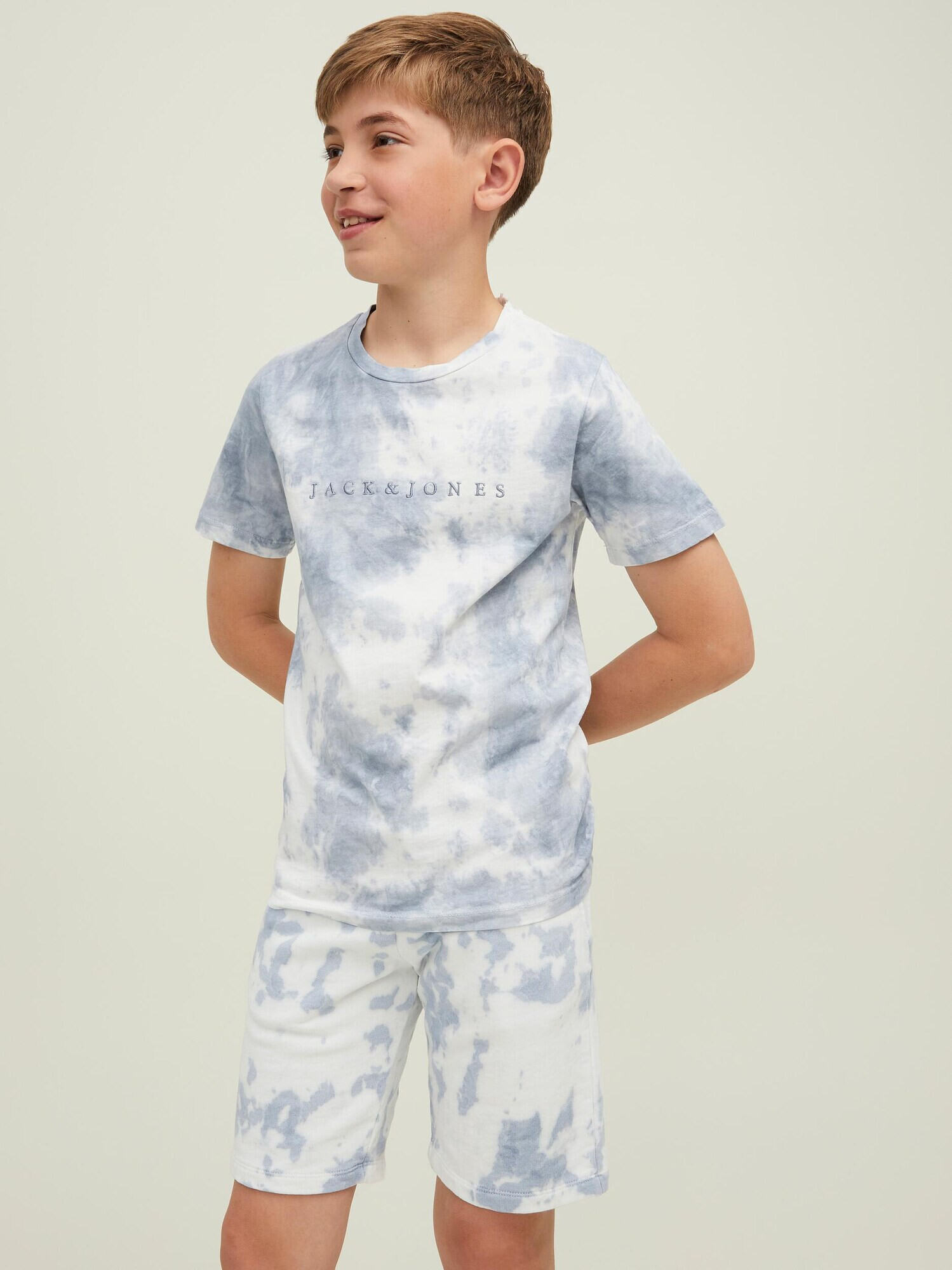 Jack & Jones Junior Tričko nebesky modrá / sivá / biela - Pepit.sk